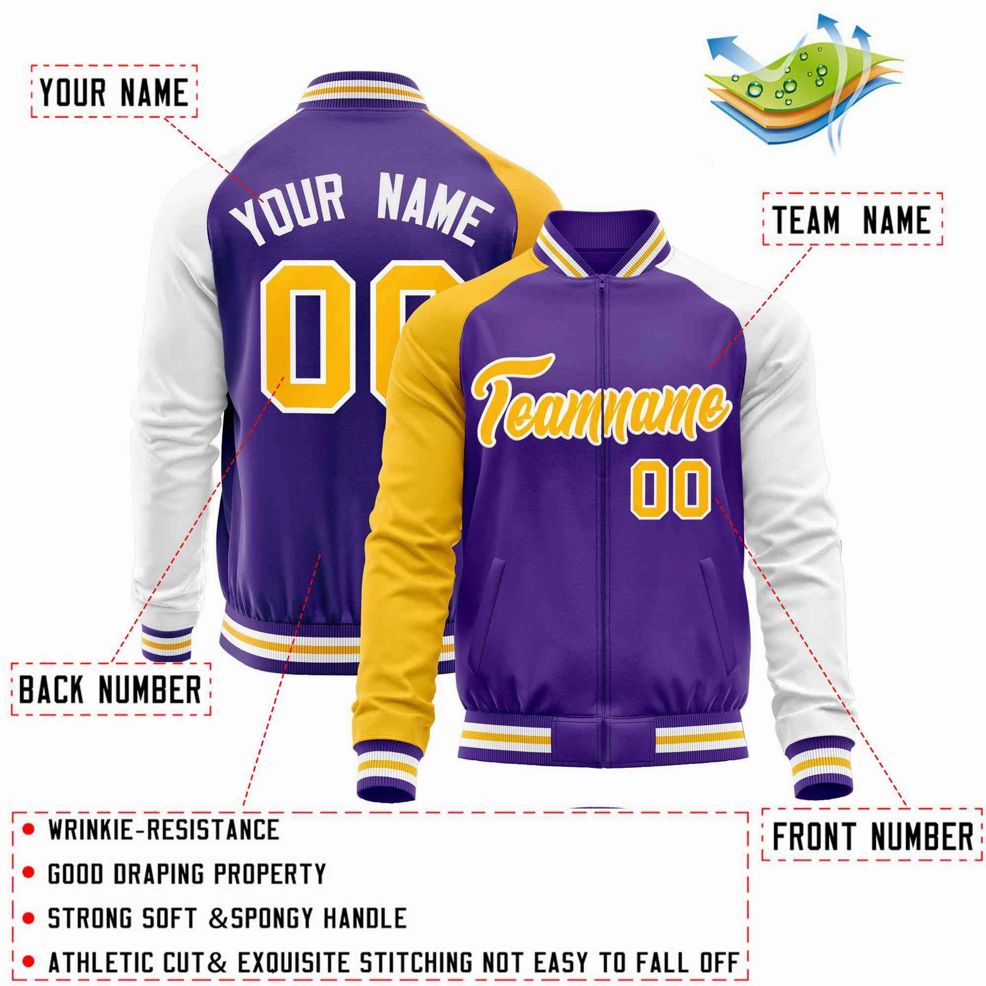 Custom Raglan Sleeves  Lightweight Varsity Jacket Personalized Stitched Letters & Number Letterman Baseball Coat