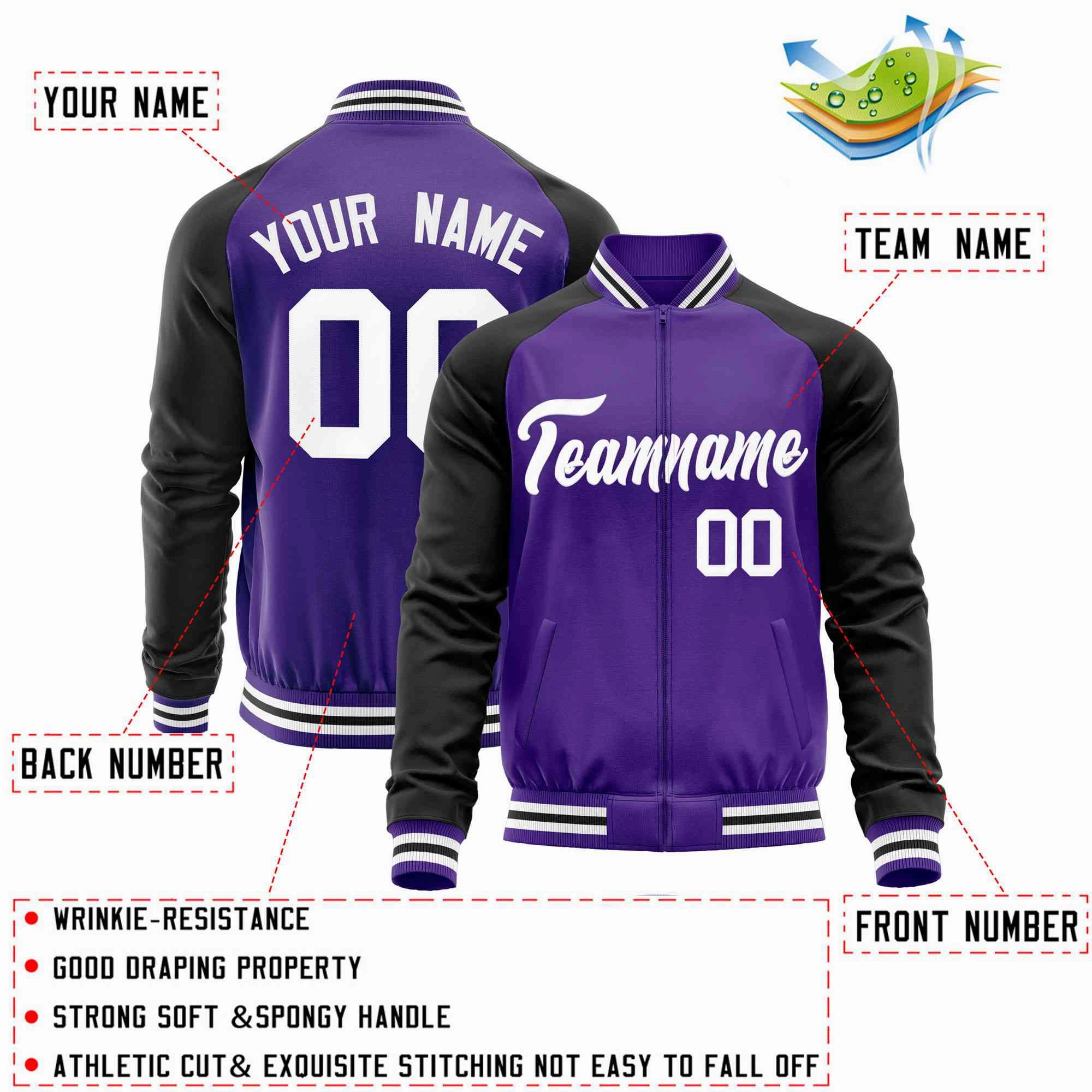 Custom Raglan Sleeves  Lightweight Varsity Jacket Personalized Stitched Letters & Number Letterman Baseball Coat