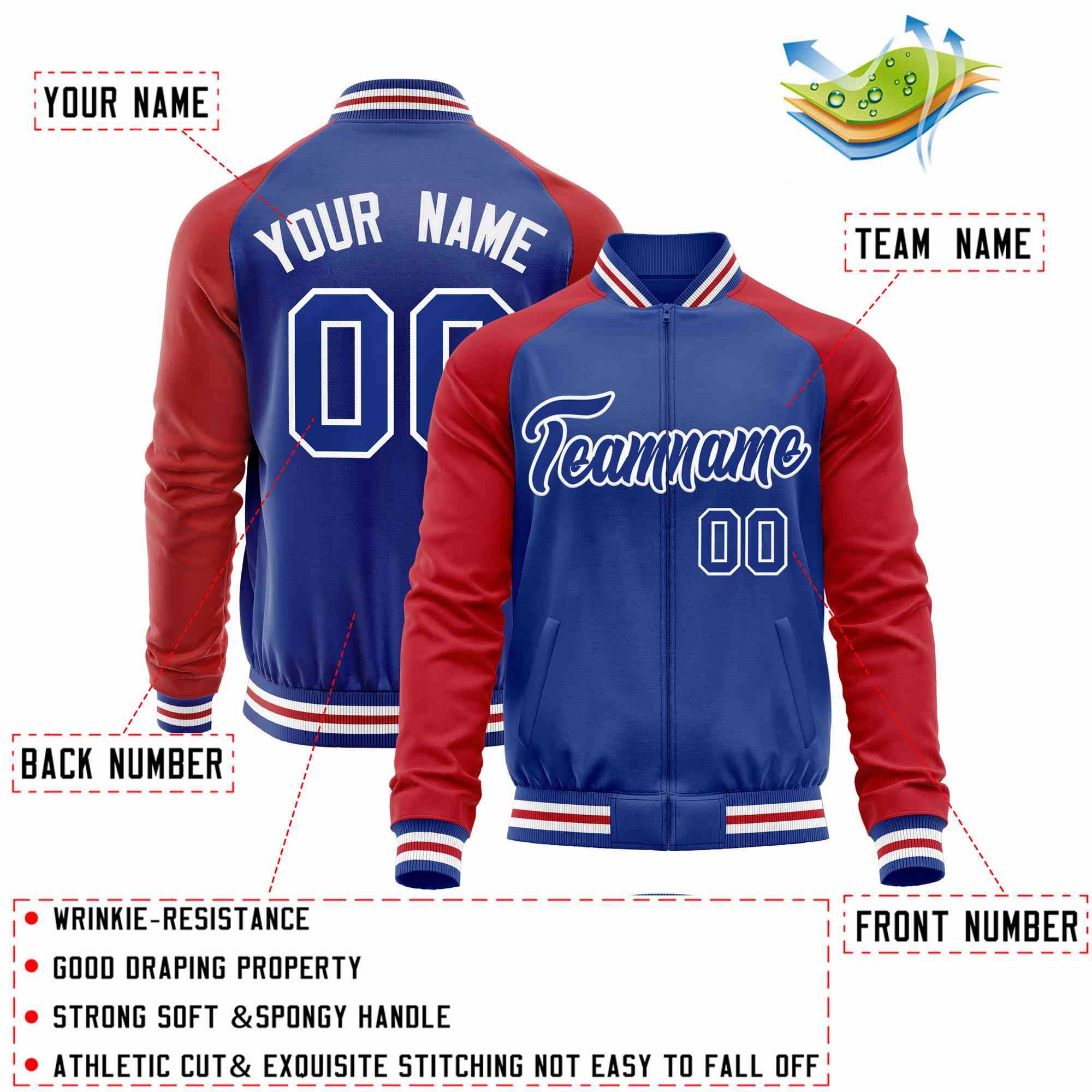 Custom Raglan Sleeves  Lightweight Varsity Jacket Personalized Stitched Letters & Number Letterman Baseball Coat