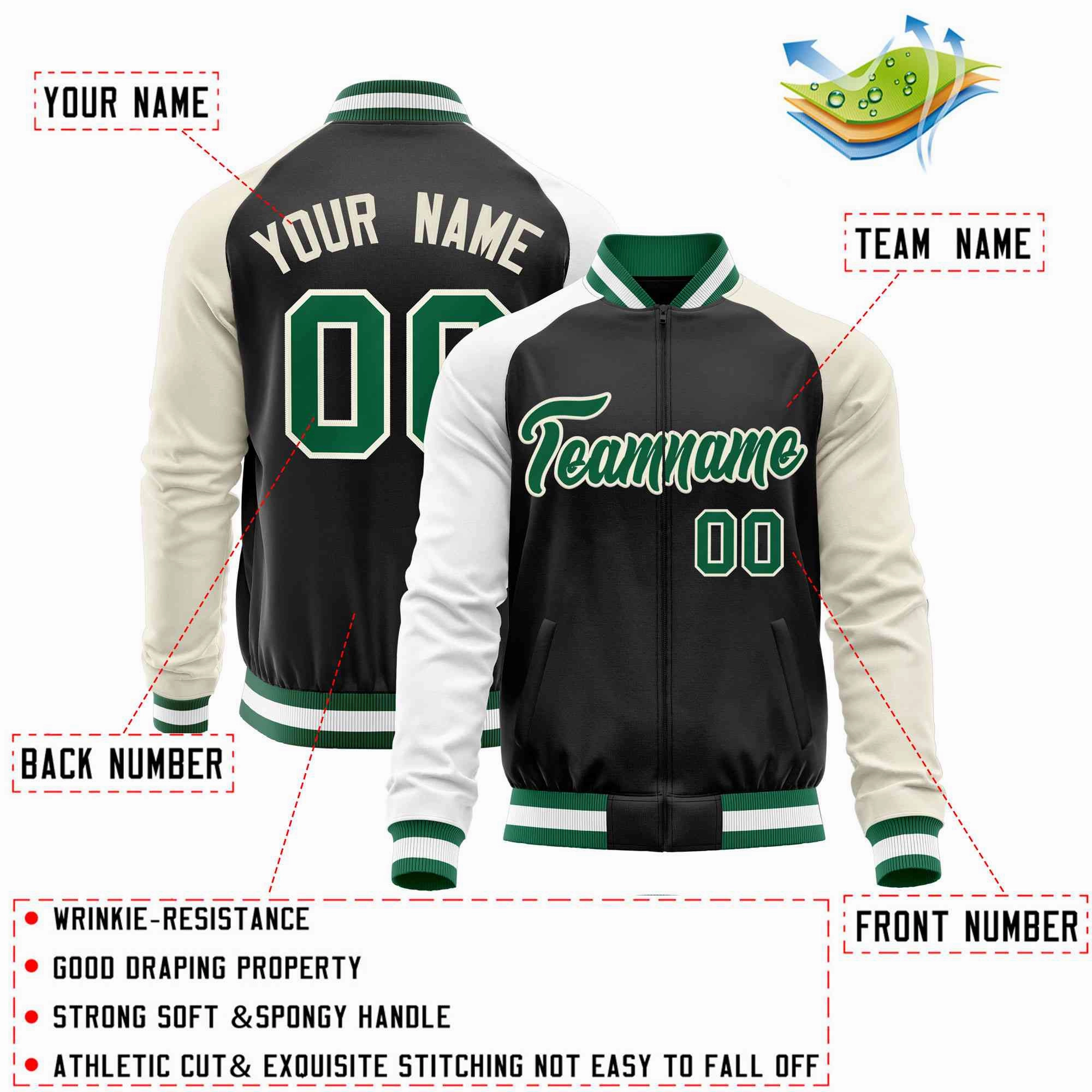 Custom Raglan Sleeves  Lightweight Varsity Jacket Personalized Stitched Letters & Number Letterman Baseball Coat