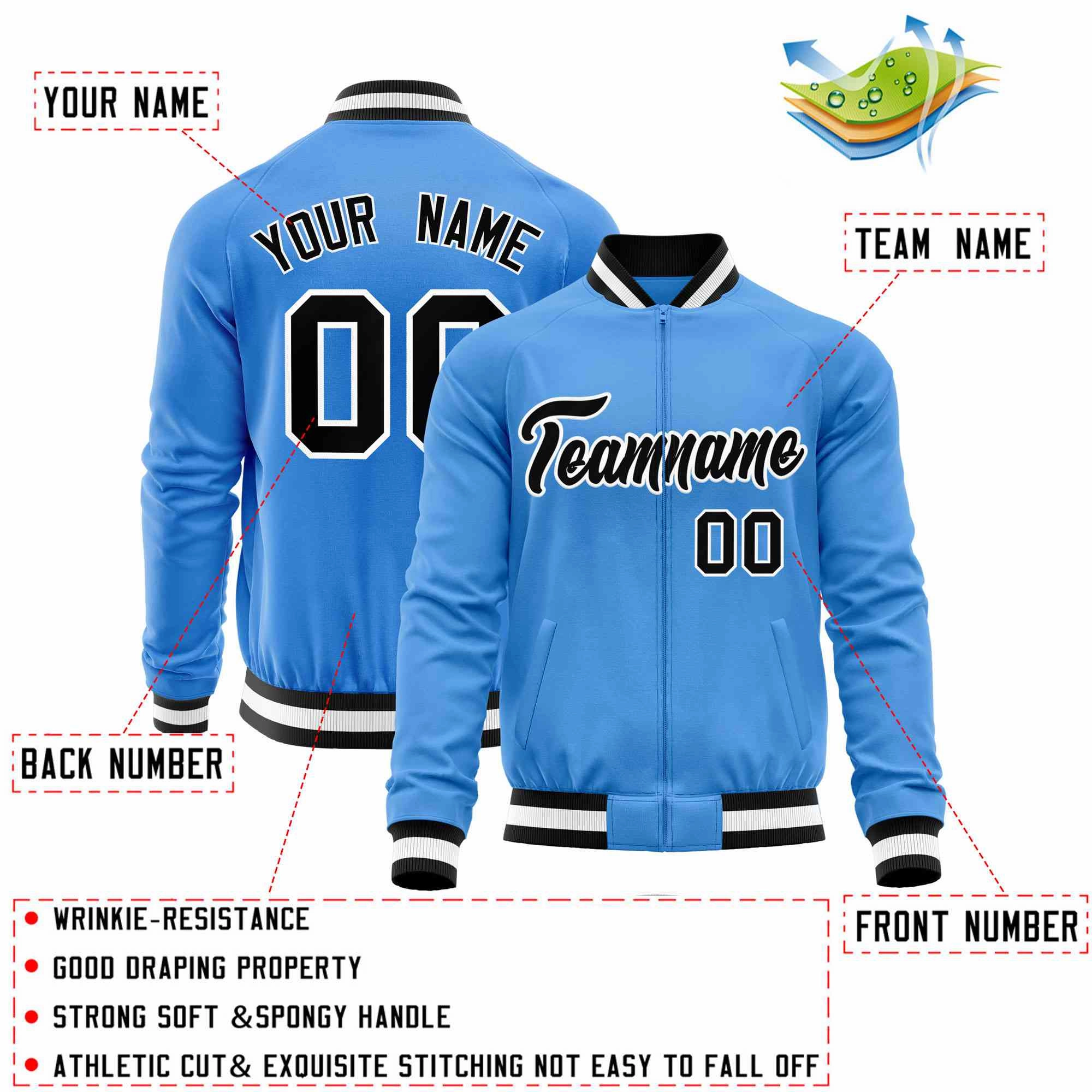 Custom Raglan Sleeves Stitched Letters & Number Cotton Blend Letterman Baseball Jacket For Men