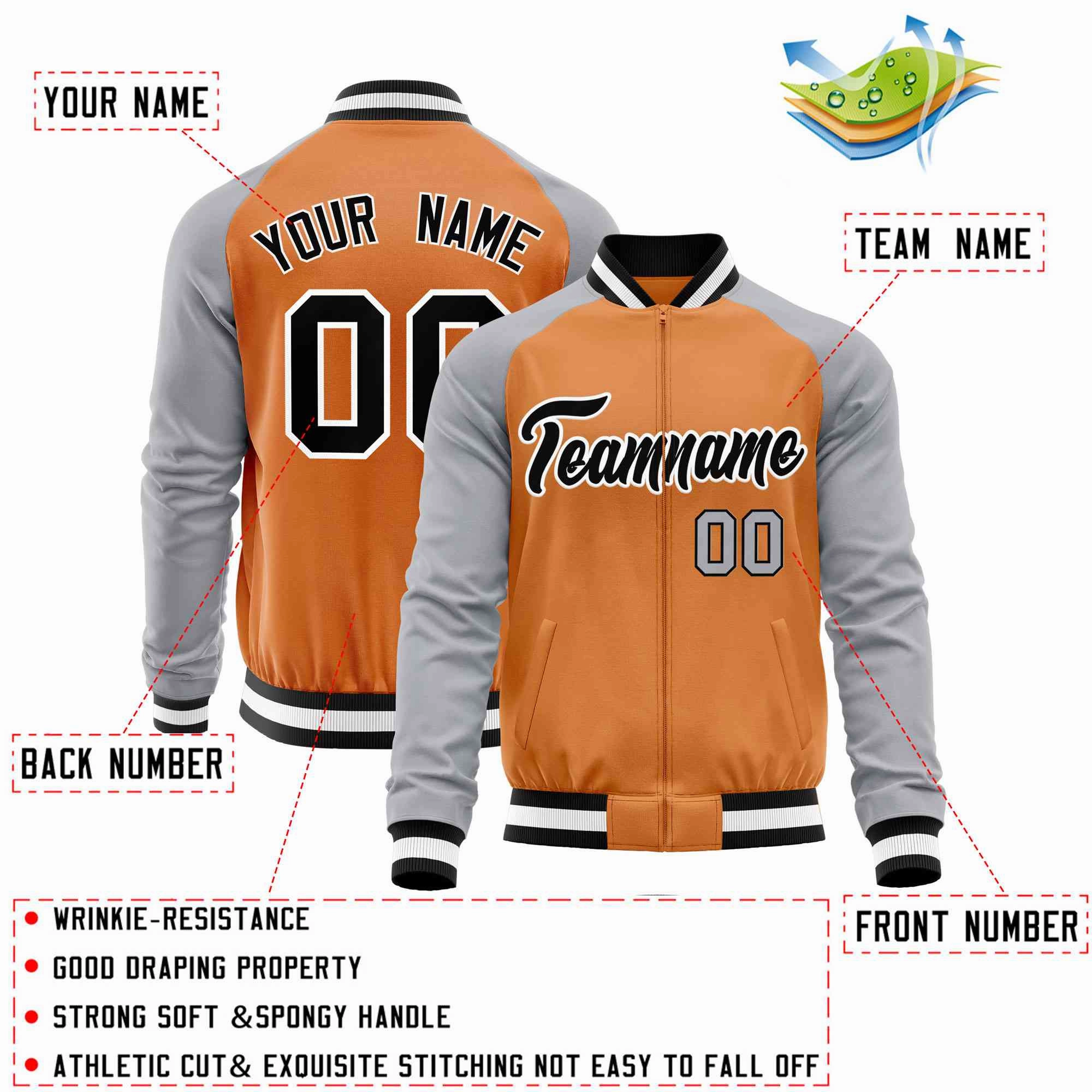 Custom Raglan Sleeves Stitched Letters & Number Cotton Blend Letterman Baseball Jacket For Men