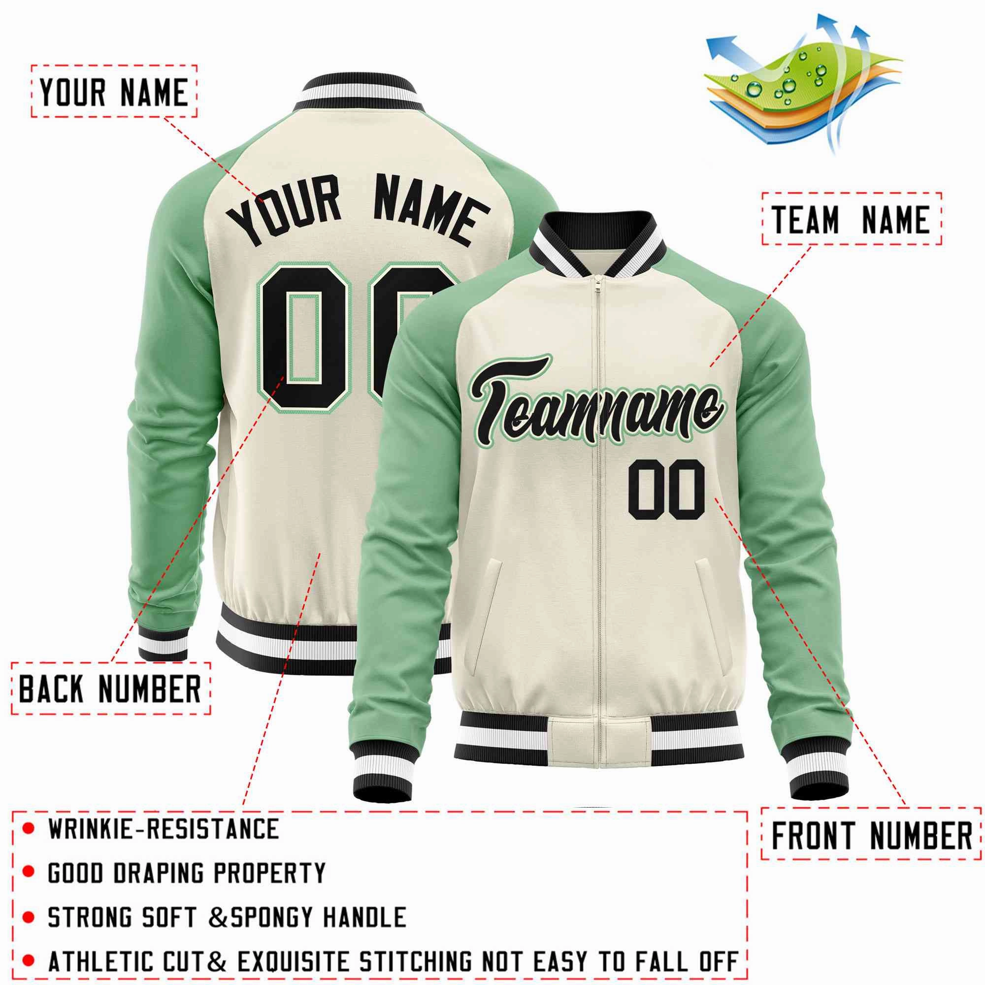 Custom Raglan Sleeves Stitched Letters & Number Cotton Blend Letterman Baseball Jacket For Men