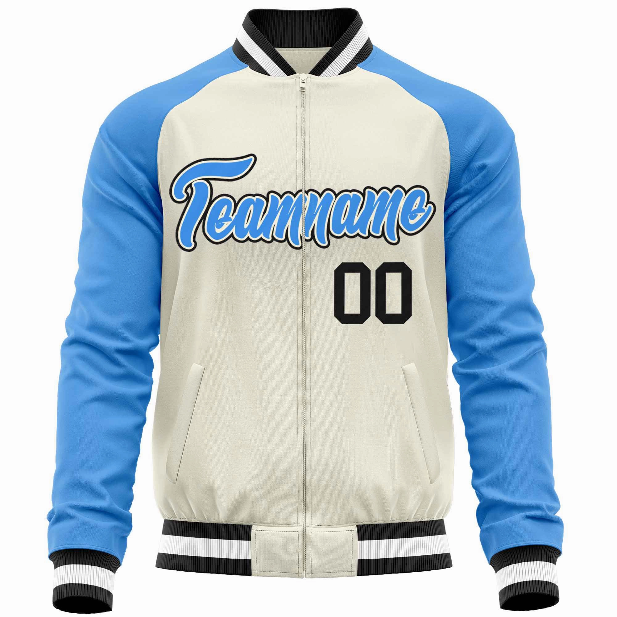 Custom Raglan Sleeves Stitched Letters & Number Cotton Blend Letterman Baseball Jacket For Men