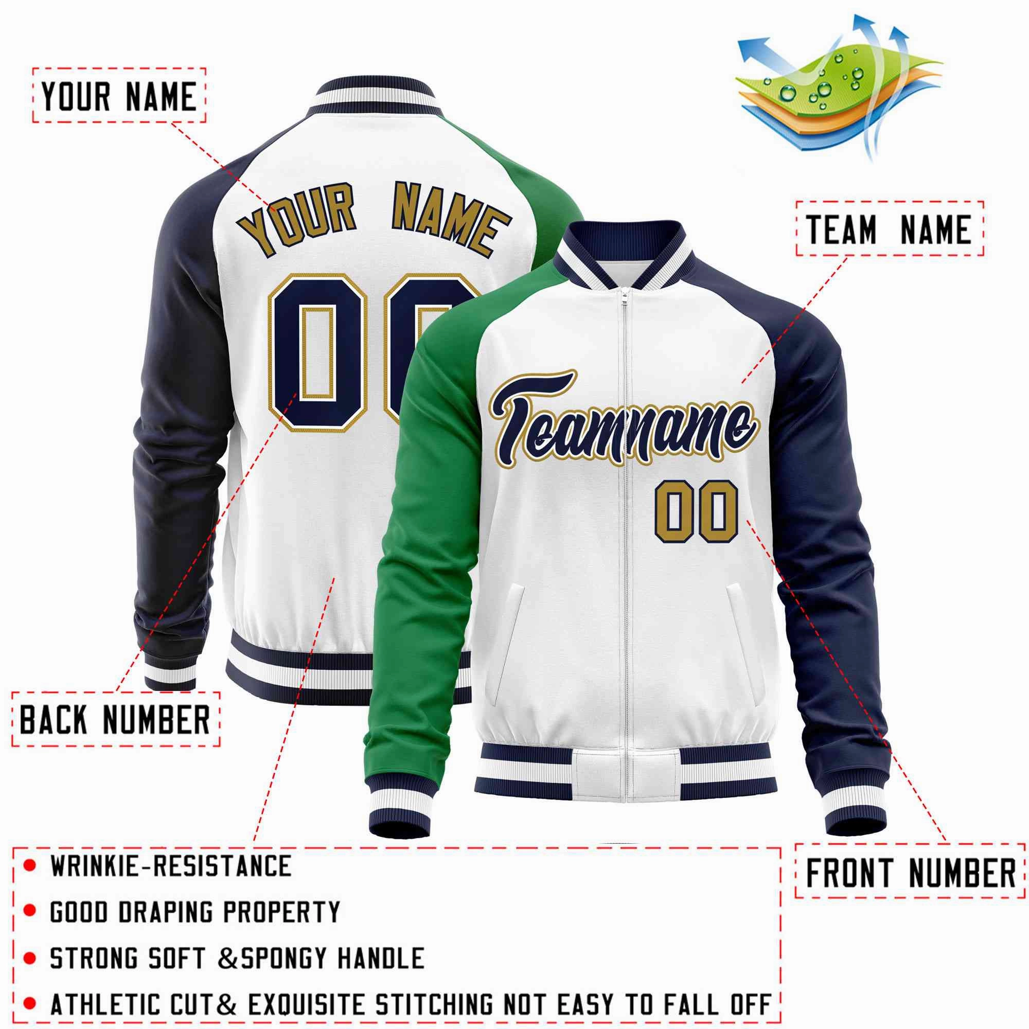 Custom Raglan Sleeves Stitched Letters & Number Cotton Blend Letterman Baseball Jacket For Men