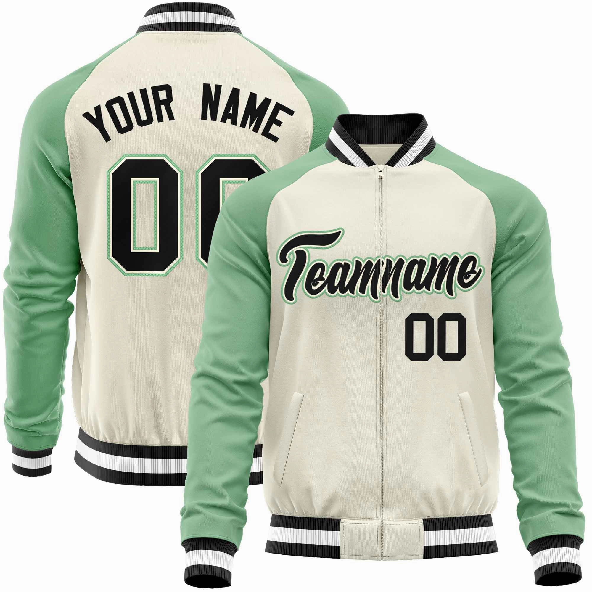 Custom Raglan Sleeves Stitched Letters & Number Cotton Blend Letterman Baseball Jacket For Men