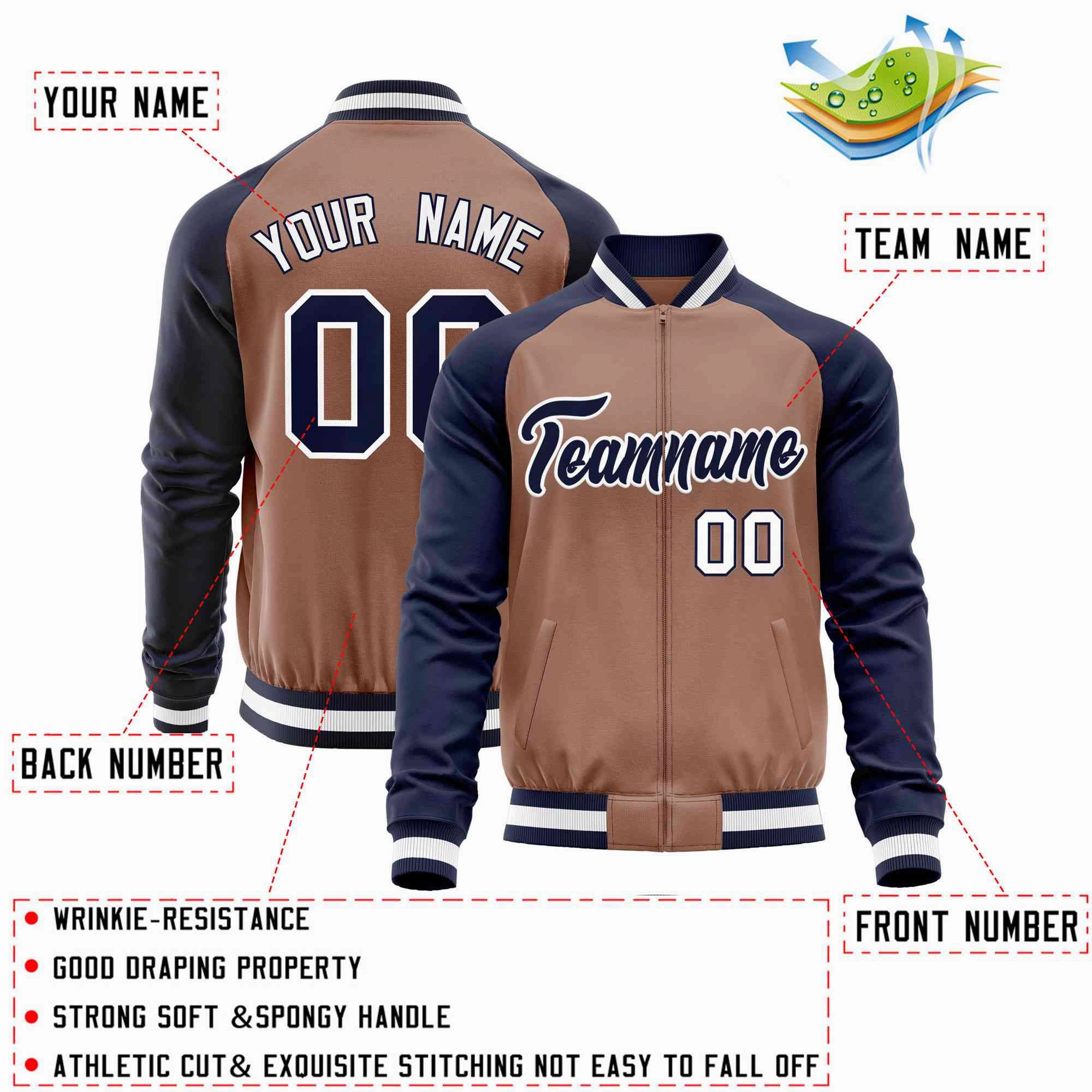 Custom Raglan Sleeves Stitched Letters & Number Cotton Blend Letterman Baseball Jacket For Men