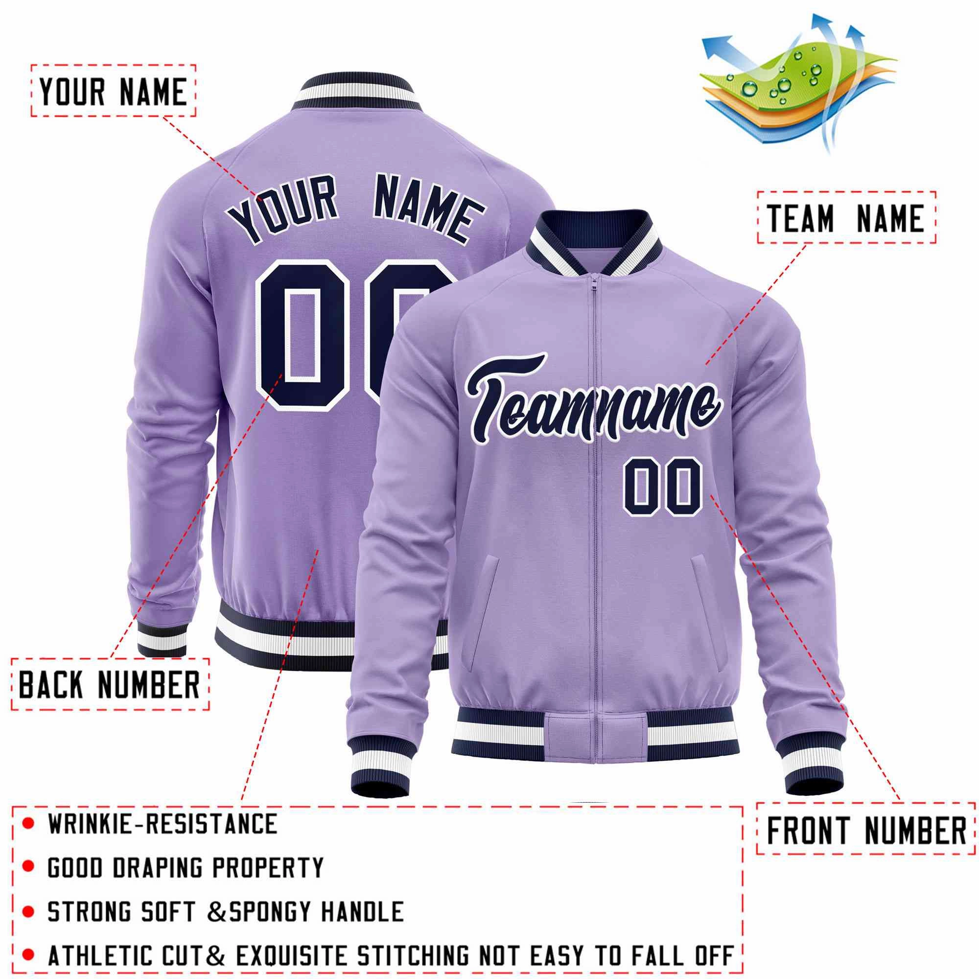 Custom Raglan Sleeves Stitched Letters & Number Cotton Blend Letterman Baseball Jacket For Men