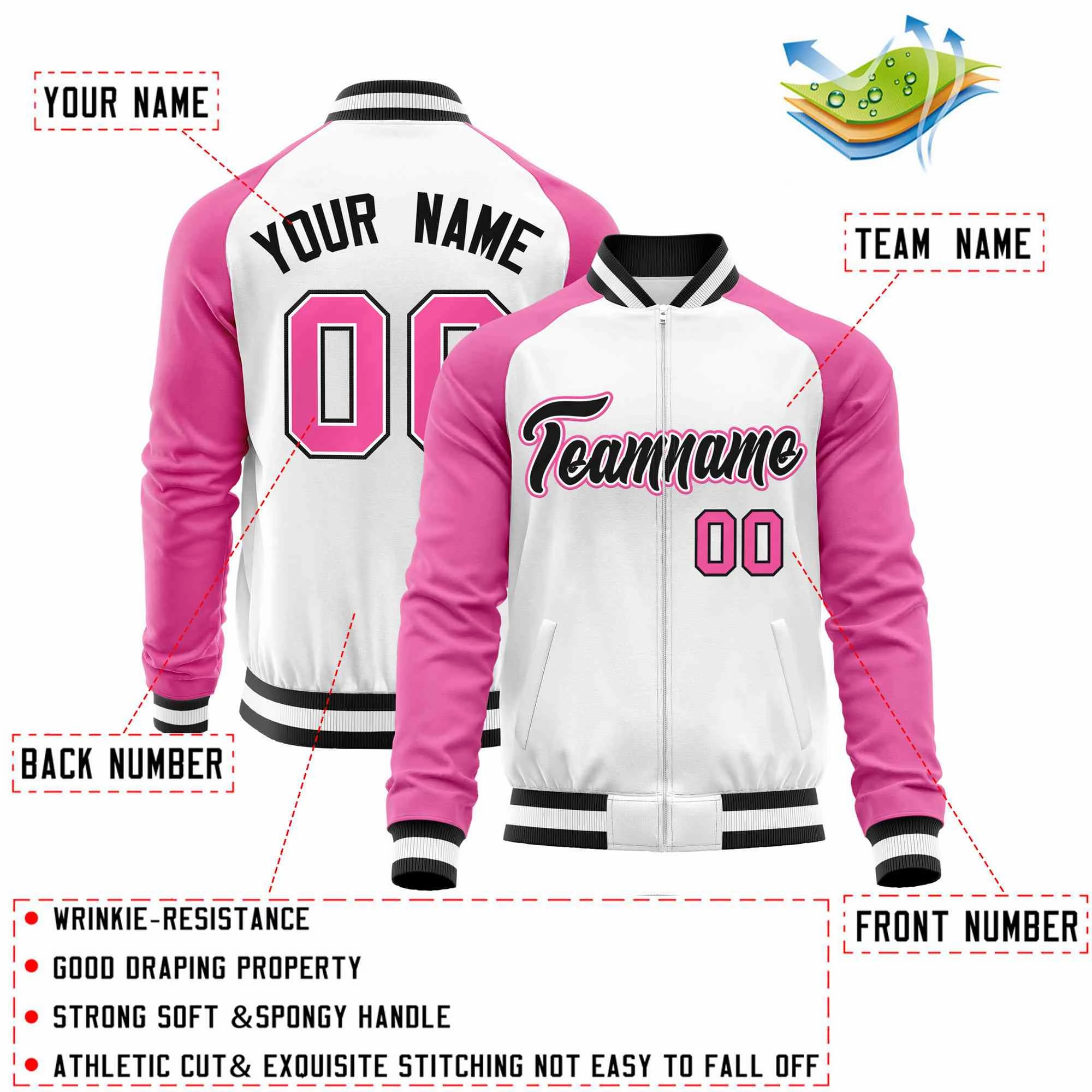 Custom Raglan Sleeves Stitched Letters & Number Cotton Blend Letterman Baseball Jacket For Men