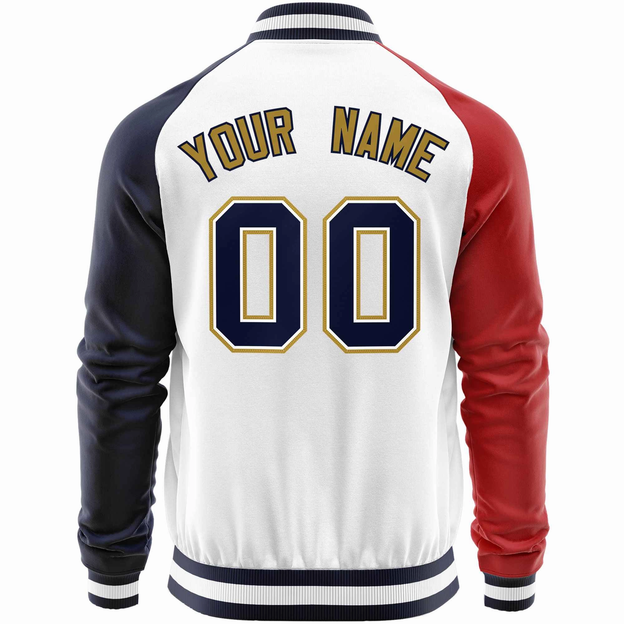 Custom Raglan Sleeves Stitched Letters & Number Cotton Blend Letterman Baseball Jacket For Men