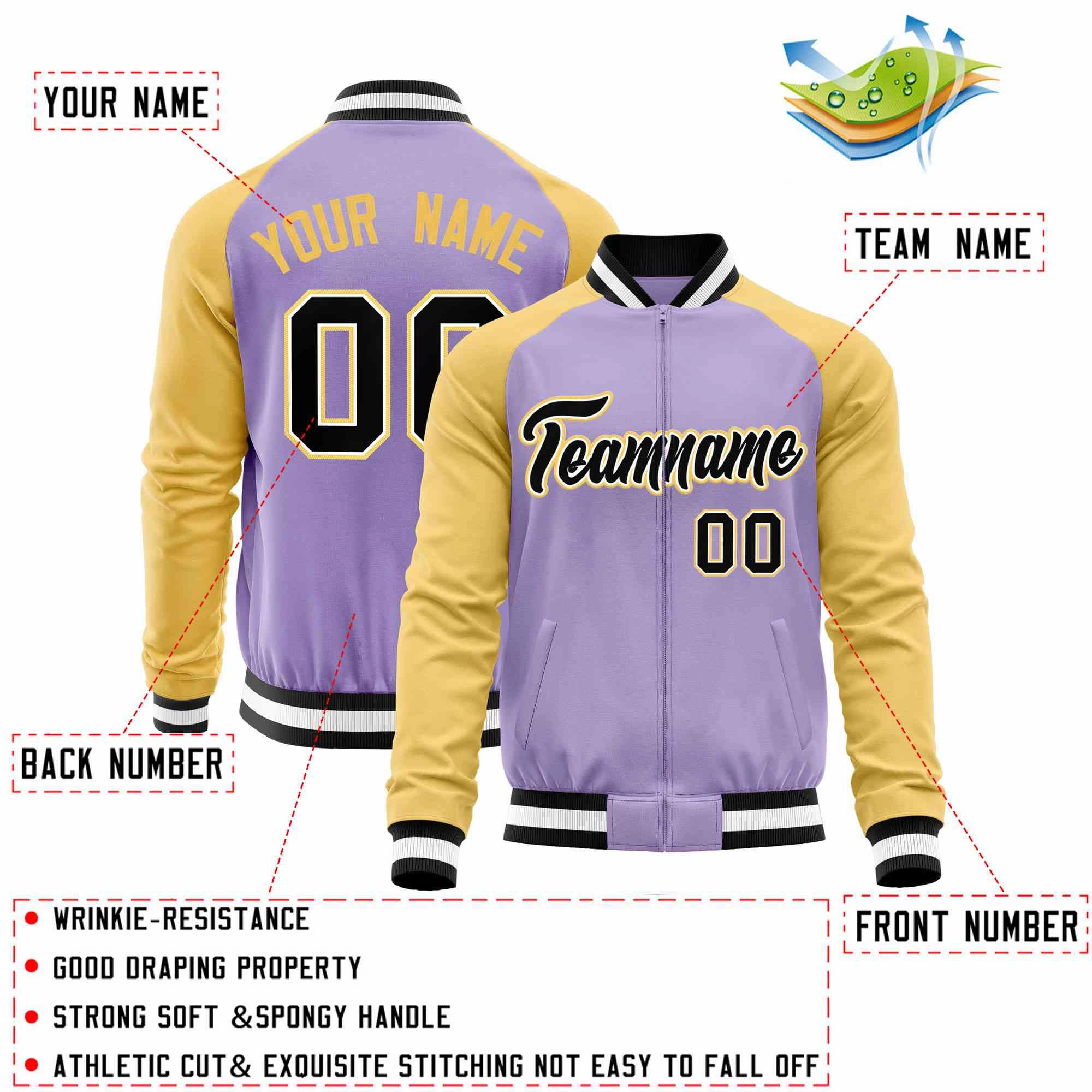 Custom Raglan Sleeves Stitched Letters & Number Cotton Blend Letterman Baseball Jacket For Men