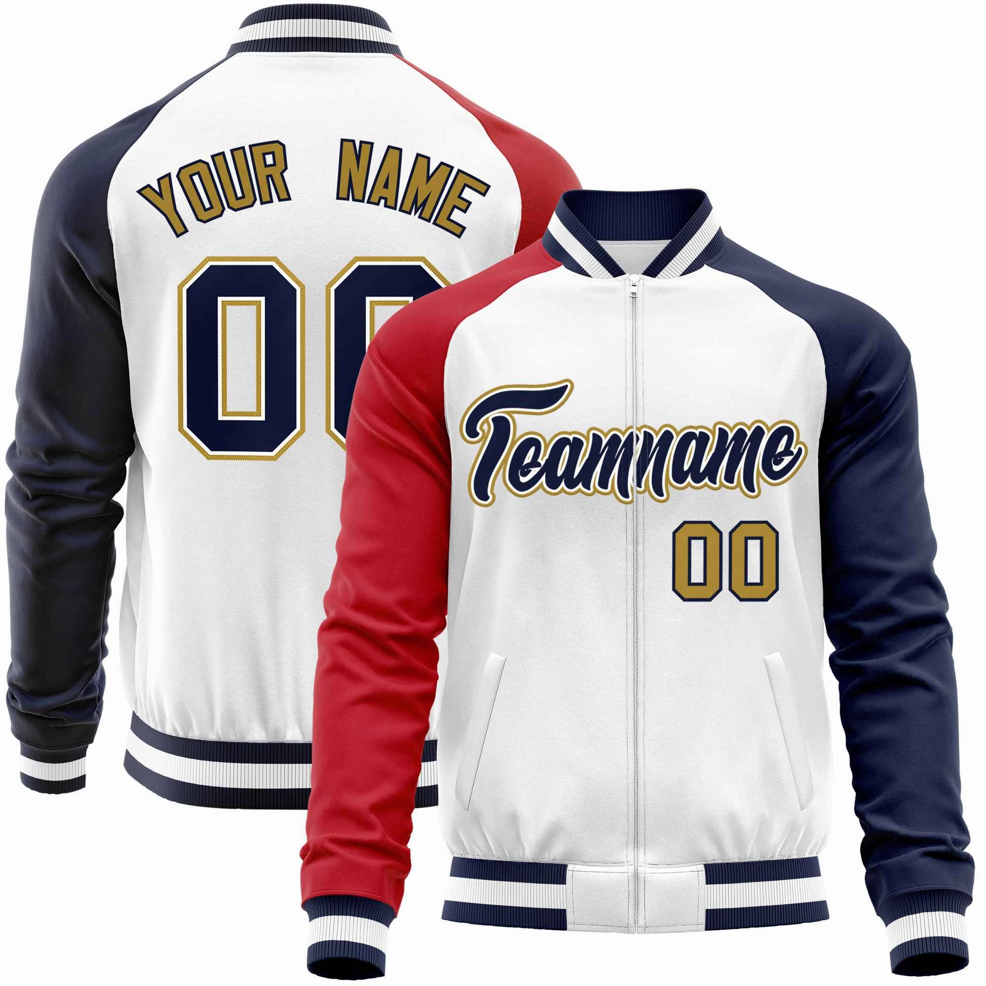Custom Raglan Sleeves Stitched Letters & Number Cotton Blend Letterman Baseball Jacket For Men