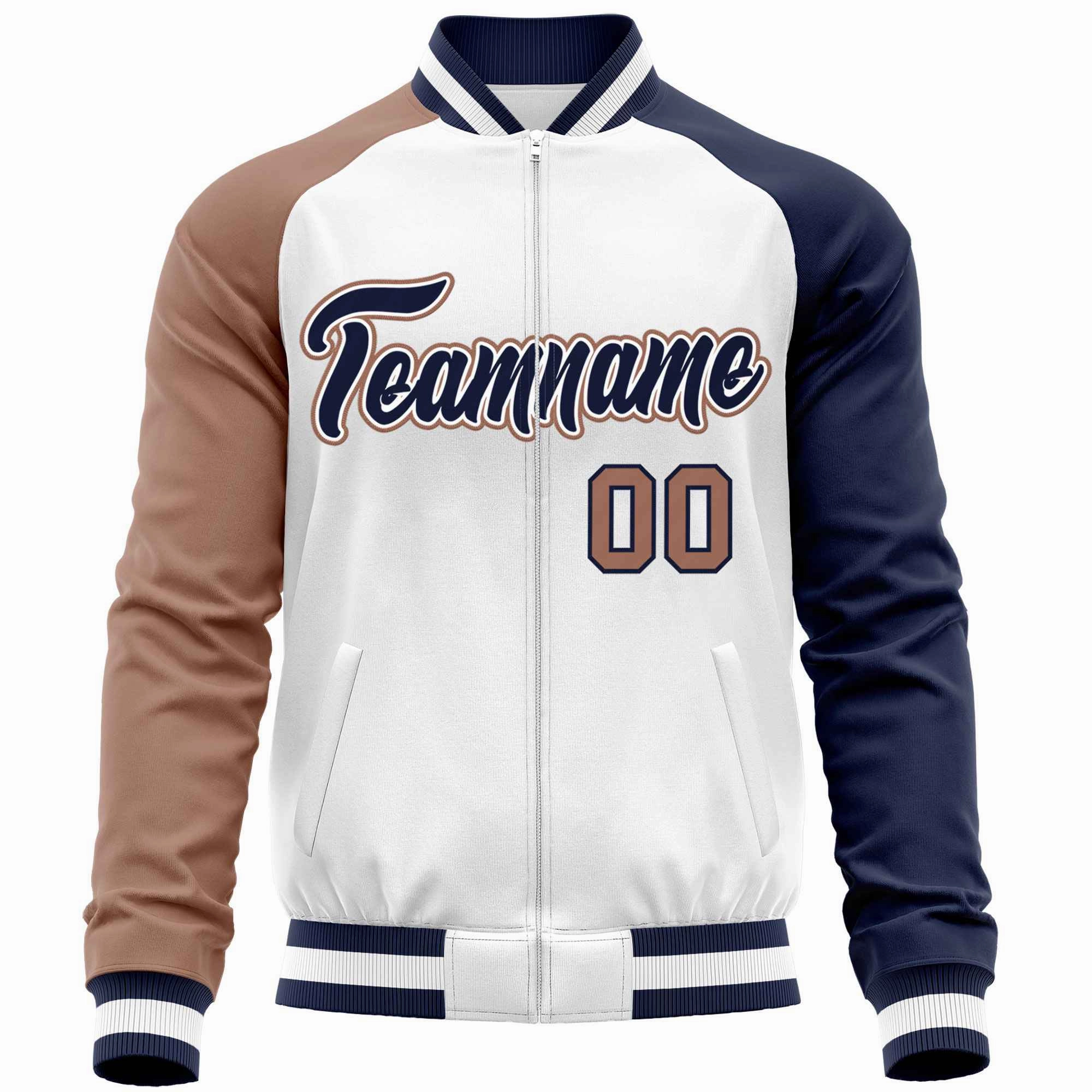 Custom Raglan Sleeves Stitched Letters & Number Cotton Blend Letterman Baseball Jacket For Men