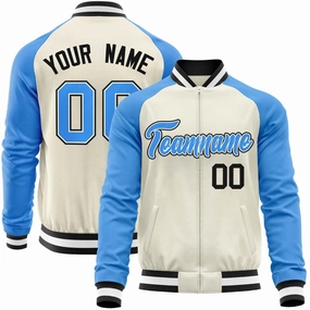 Custom Raglan Sleeves Stitched Letters & Number Cotton Blend Letterman Baseball Jacket For Men