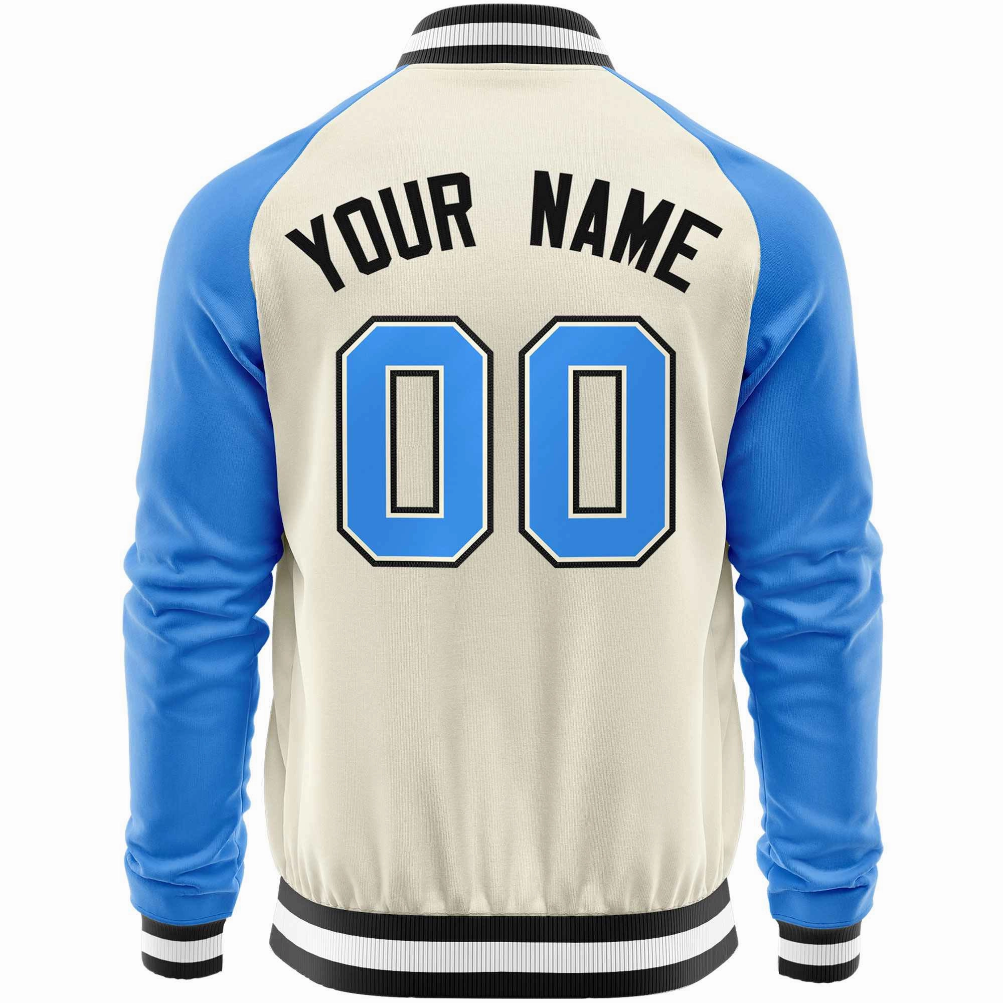 Custom Raglan Sleeves Stitched Letters & Number Cotton Blend Letterman Baseball Jacket For Men
