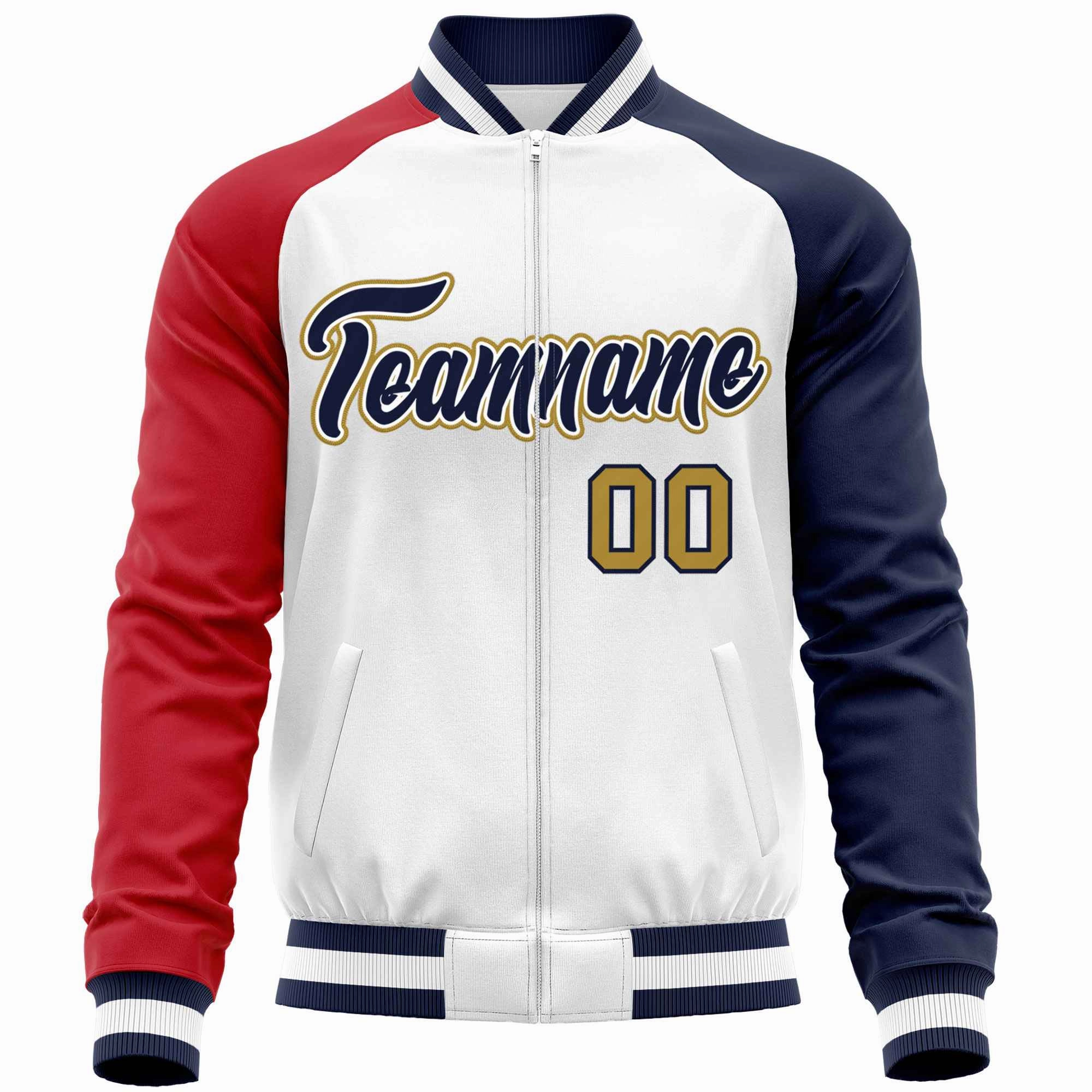 Custom Raglan Sleeves Stitched Letters & Number Cotton Blend Letterman Baseball Jacket For Men