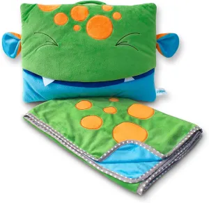 Cute Travel Pillow and Blanket Set - Portable Comfort Item for Children - Moss