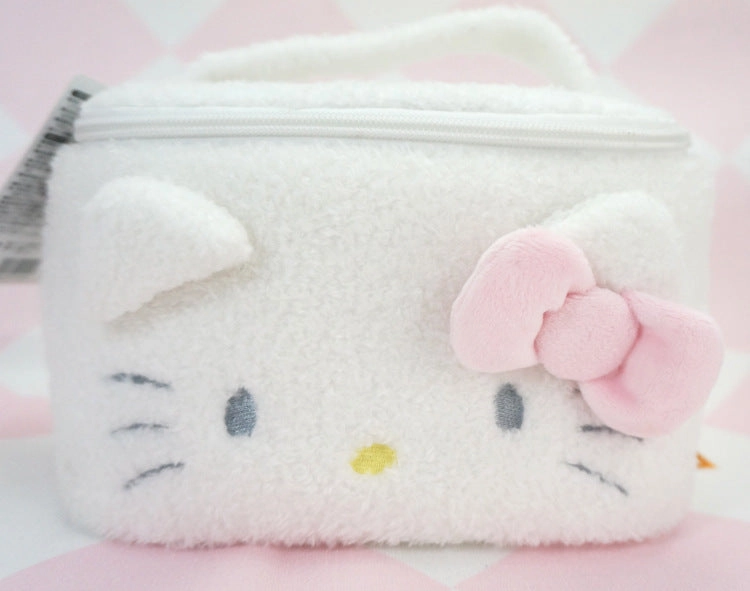 Cute Capacity Big Makeup Female Portable Plush Cosmetic Bags