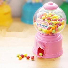 Cute Sweets Mini Candy Machine Bubble Gumball Dispenser Coin Bank Kids Toy Pink