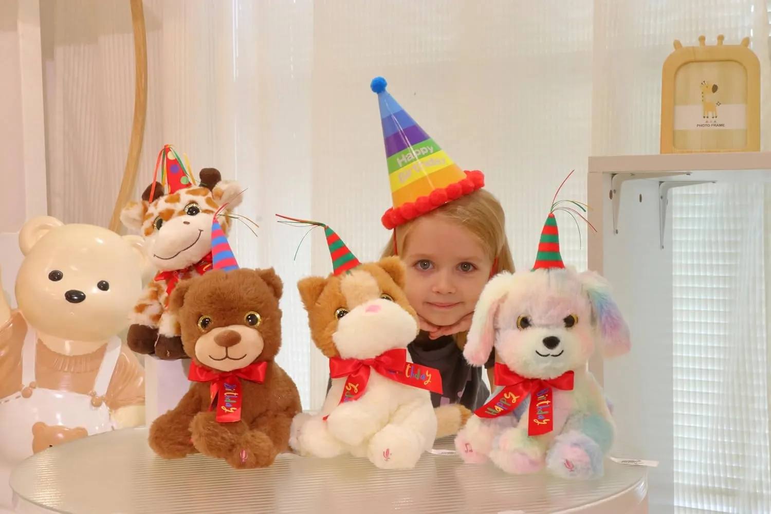 Cuteoy Musical Birthday Giraffe Interactive Animated Stuffed Animal Shaking Singing Dancing Turning Circle Plush Toy Electric Plushies Gifts for Kids Girls Boys