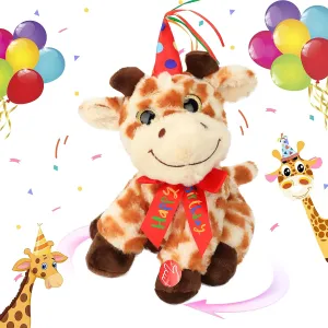 Cuteoy Musical Birthday Giraffe Interactive Animated Stuffed Animal Shaking Singing Dancing Turning Circle Plush Toy Electric Plushies Gifts for Kids Girls Boys