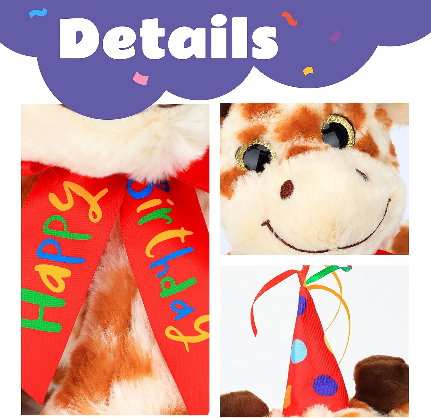 Cuteoy Musical Birthday Giraffe Interactive Animated Stuffed Animal Shaking Singing Dancing Turning Circle Plush Toy Electric Plushies Gifts for Kids Girls Boys