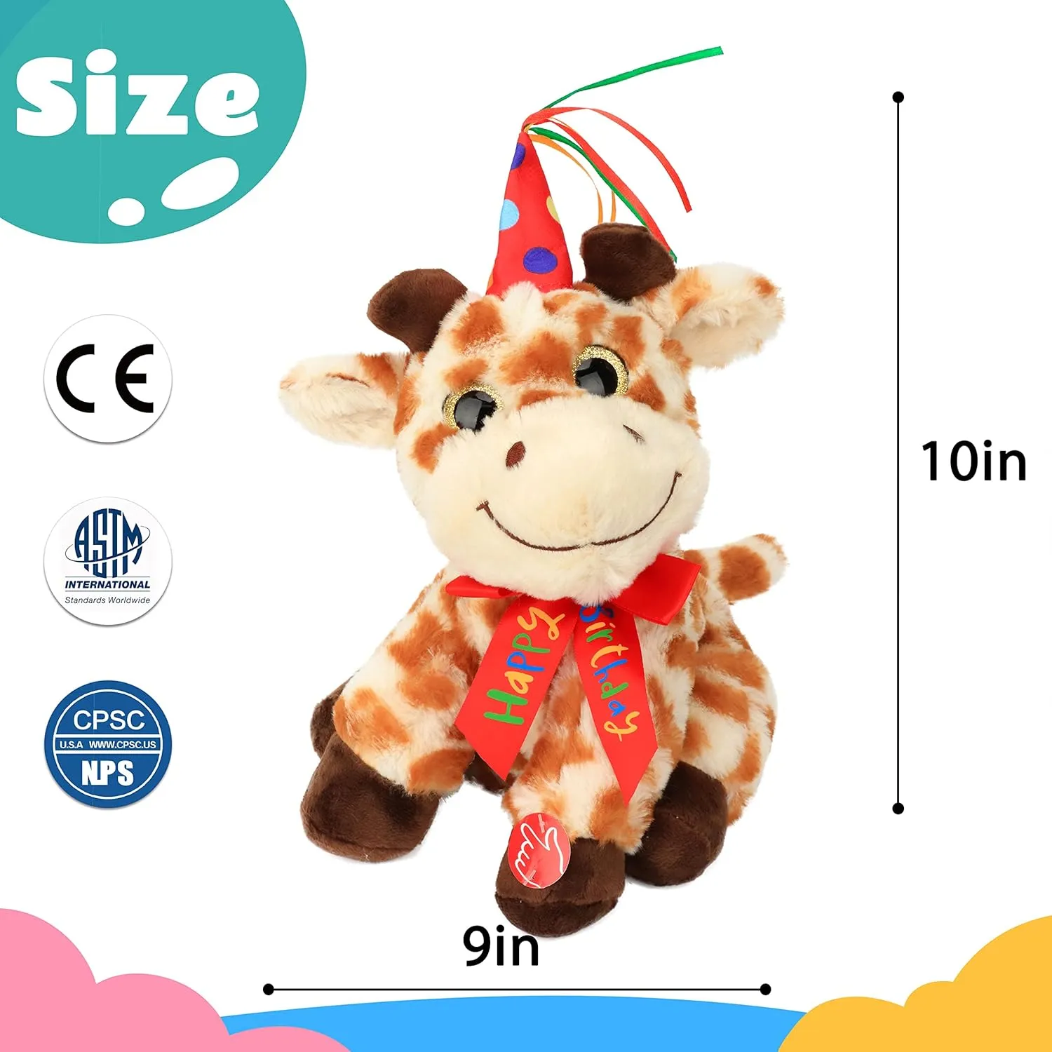 Cuteoy Musical Birthday Giraffe Interactive Animated Stuffed Animal Shaking Singing Dancing Turning Circle Plush Toy Electric Plushies Gifts for Kids Girls Boys