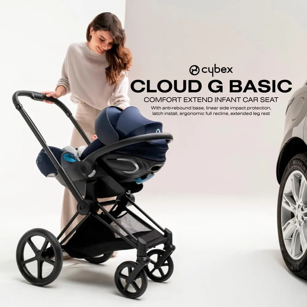 Cybex Cloud G Comfort Extend Infant Car Seat with Anti-Rebound Base, Linear Side Impact Protection, Latch Install, Ergonomic Full Recline, Extended Leg Rest, Ocean Blue