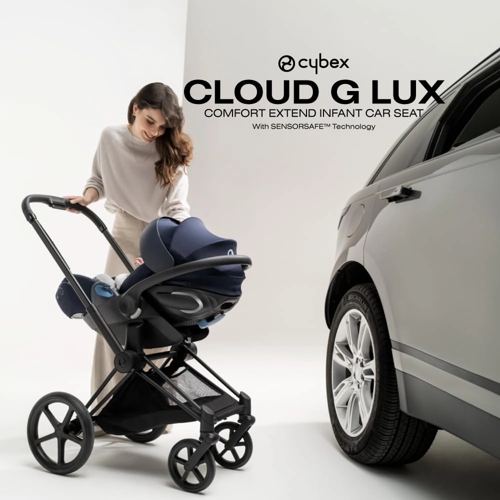 Cybex Cloud G Lux Comfort Extend Infant Car Seat with Anti-Rebound Base, Load Leg, Linear Side Impact Protection, Latch Install, Ergonomic Full Recline, Extended Leg Rest, Beach Blue