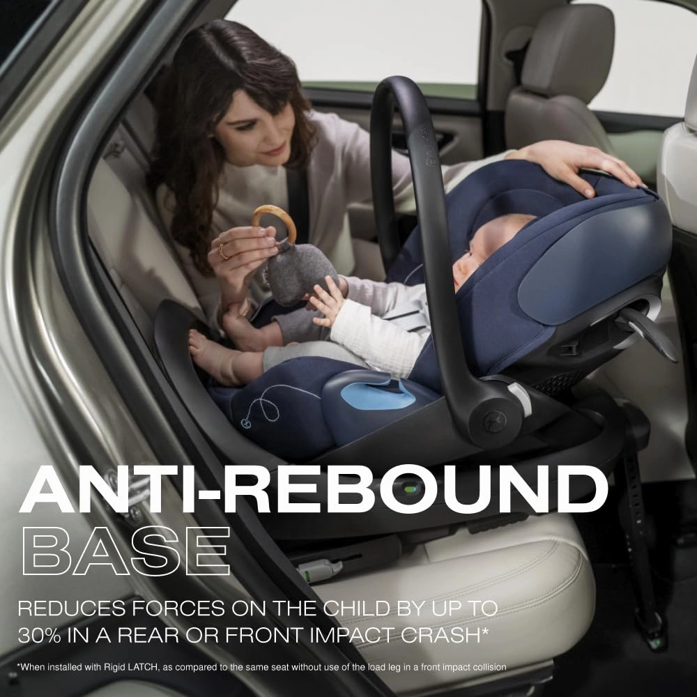 Cybex Cloud G Lux Comfort Extend Infant Car Seat with Anti-Rebound Base, Load Leg, Linear Side Impact Protection, Latch Install, Ergonomic Full Recline, Extended Leg Rest, Lava Grey