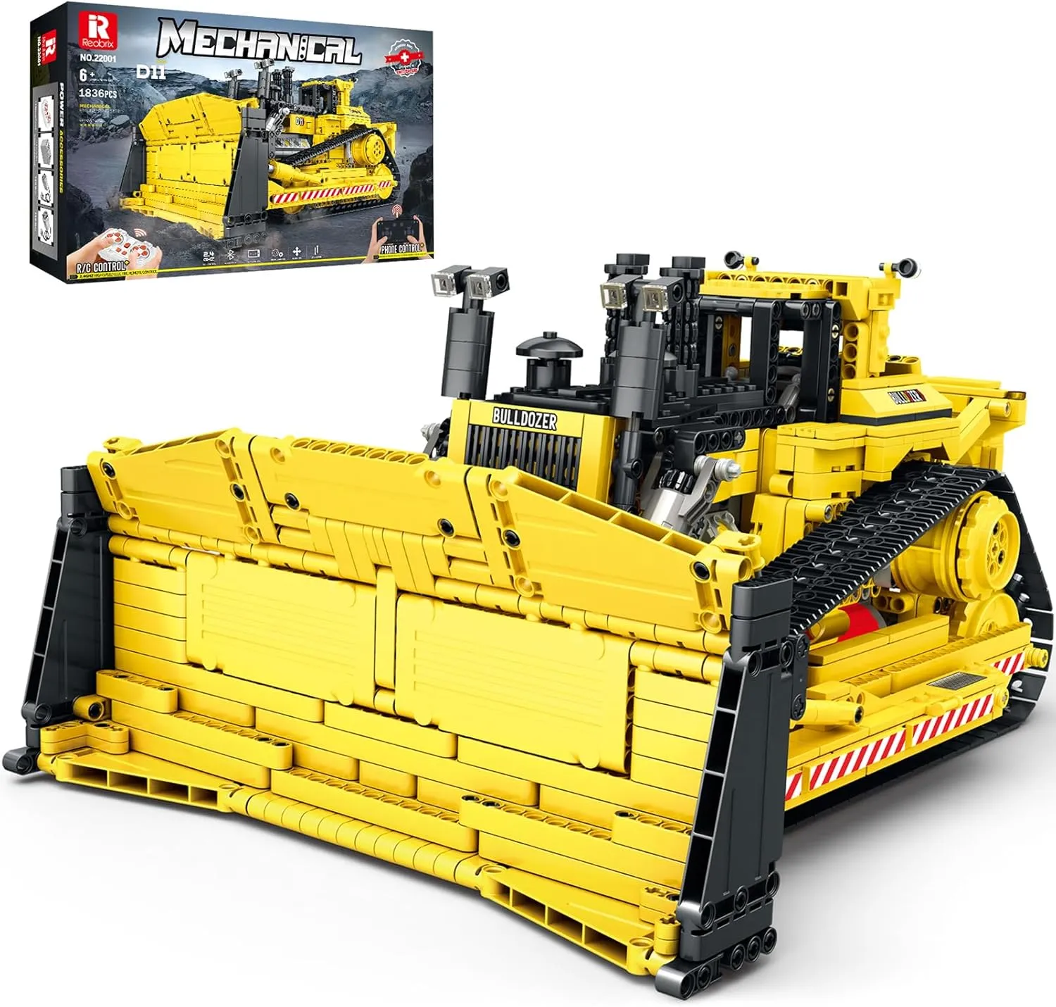 D11 Bulldozer Building Set,APP Remote Control Loader RC Bulldozer Construction Toy with 2.4GHz Multi-Player Mode 22001,Tractor for Kids Birthday,1836PCS