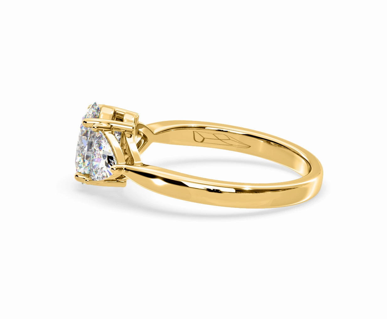 Dalia Lab Diamond Oval with Trillions 1.70ct Ring in 18K Yellow Gold F/VS1