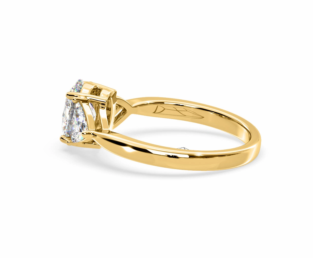 Dalia Lab Diamond Oval with Trillions 1.70ct Ring in 18K Yellow Gold F/VS1