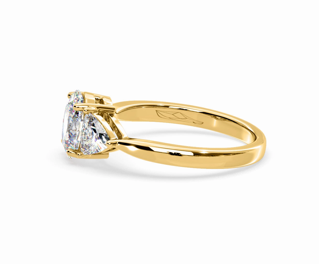 Dalia Lab Diamond Oval with Trillions 1.70ct Ring in 18K Yellow Gold F/VS1