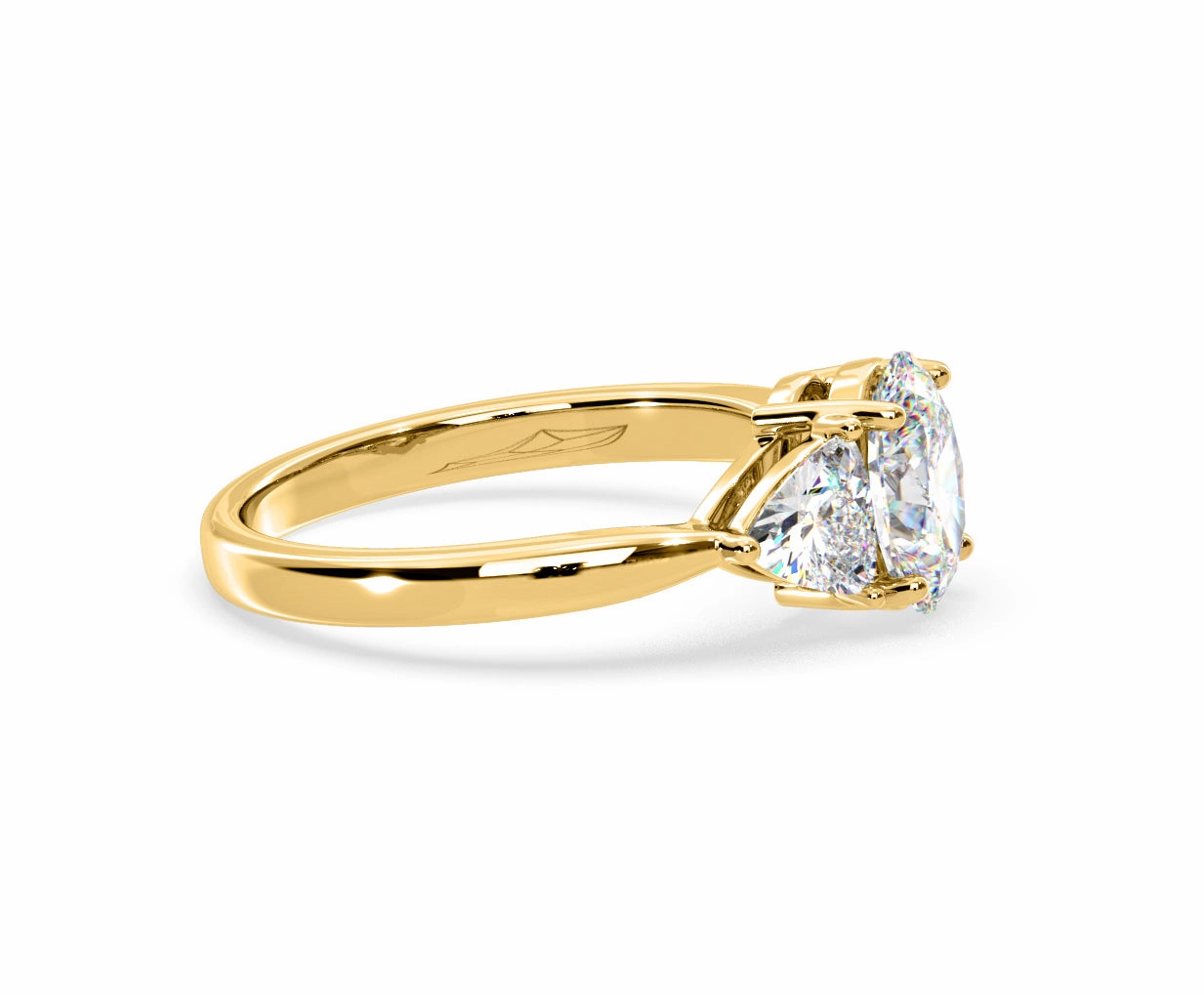 Dalia Lab Diamond Oval with Trillions 1.70ct Ring in 18K Yellow Gold F/VS1