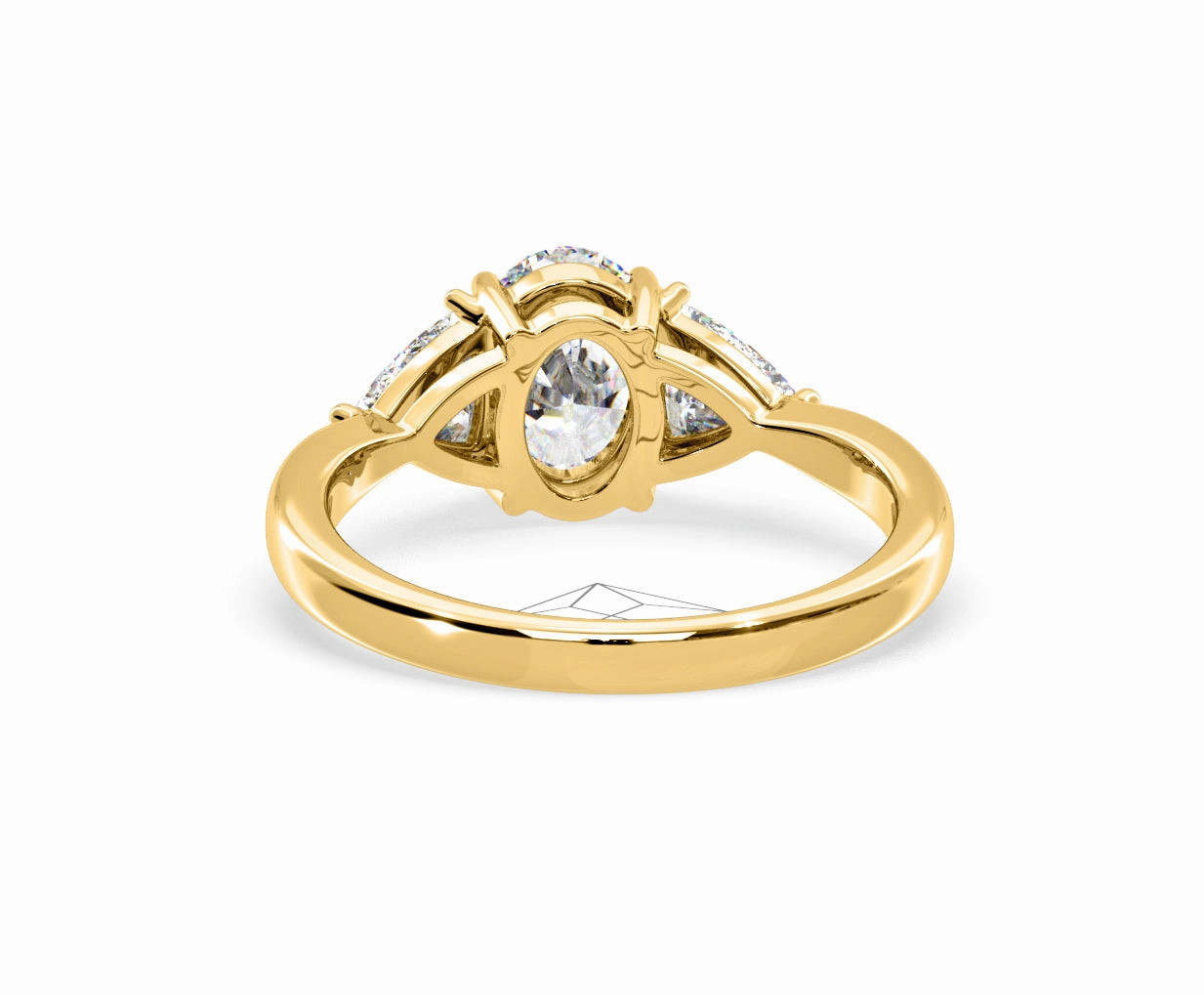Dalia Lab Diamond Oval with Trillions 1.70ct Ring in 18K Yellow Gold F/VS1