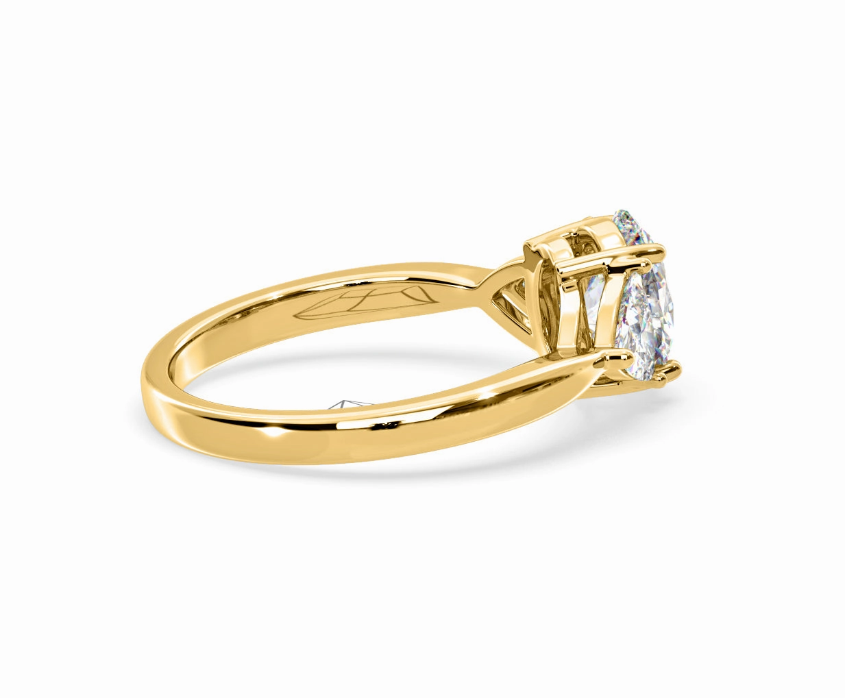 Dalia Lab Diamond Oval with Trillions 1.70ct Ring in 18K Yellow Gold F/VS1