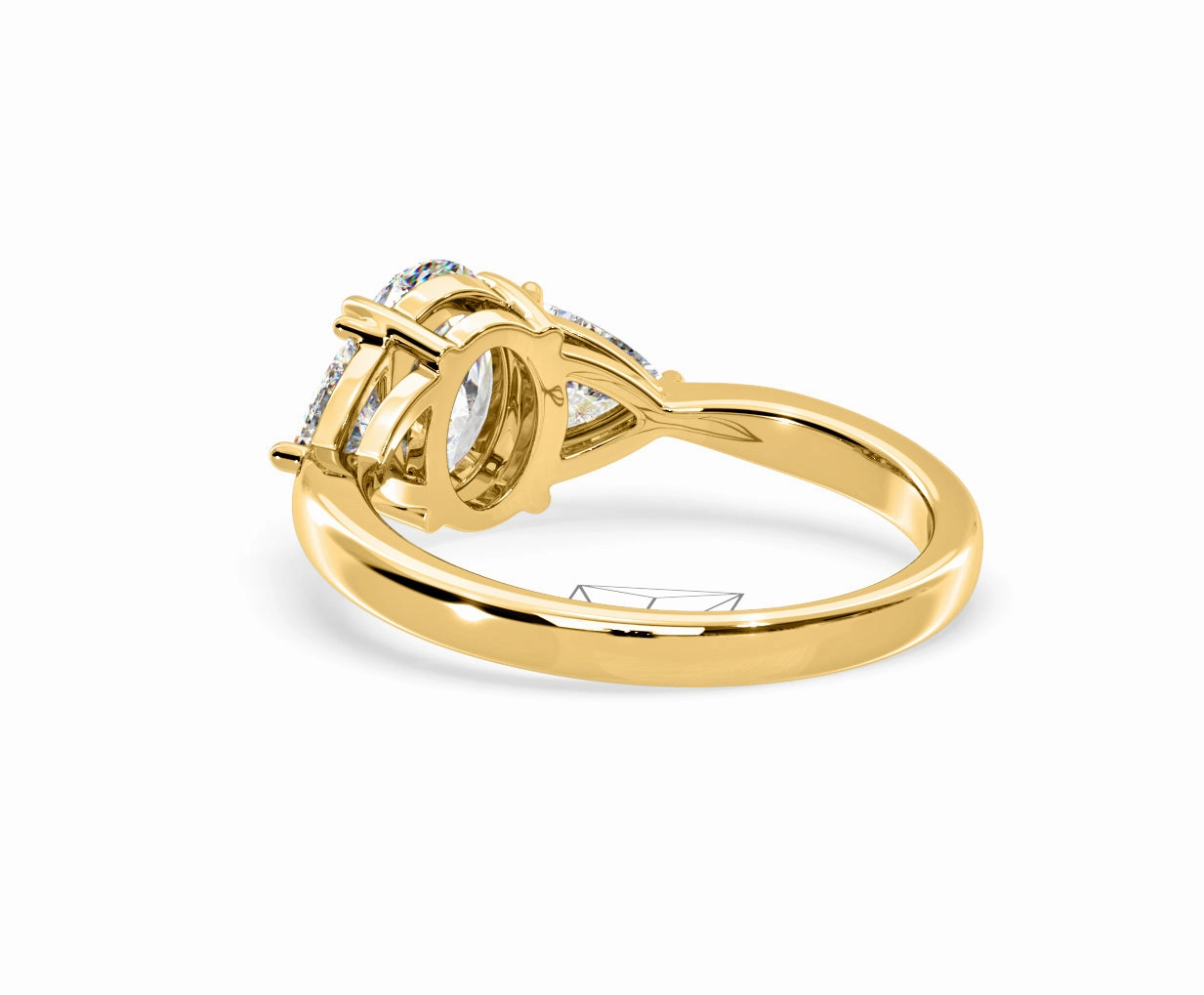 Dalia Lab Diamond Oval with Trillions 1.70ct Ring in 18K Yellow Gold F/VS1