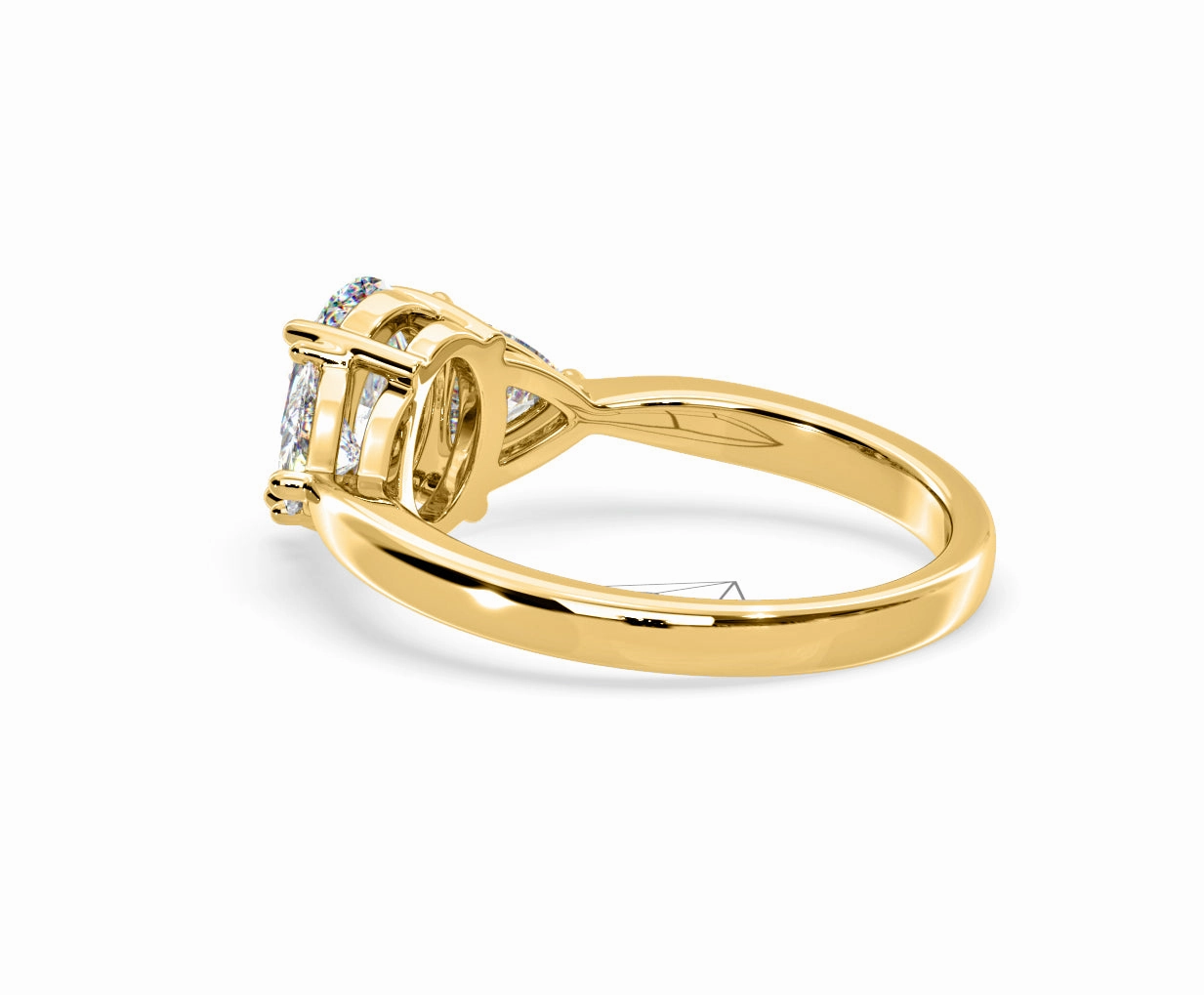Dalia Lab Diamond Oval with Trillions 1.70ct Ring in 18K Yellow Gold F/VS1