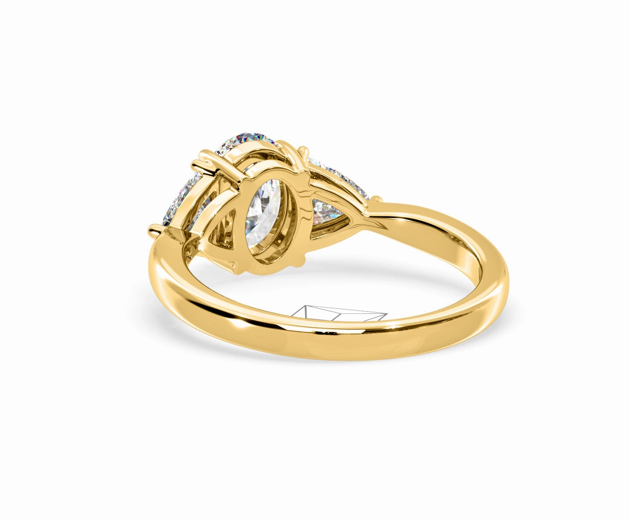 Dalia Lab Diamond Oval with Trillions 1.70ct Ring in 18K Yellow Gold F/VS1