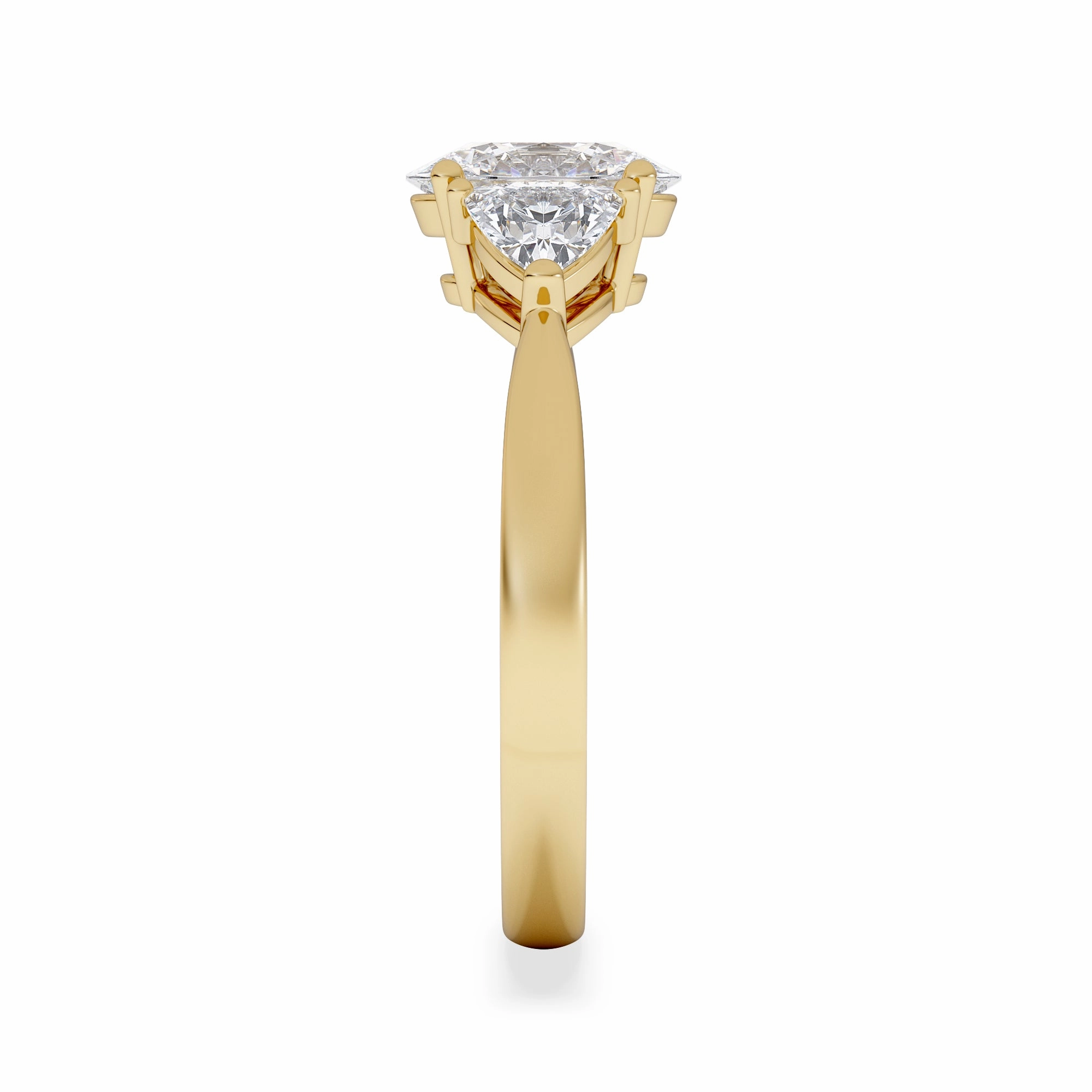 Dalia Lab Diamond Oval with Trillions 1.70ct Ring in 18K Yellow Gold F/VS1