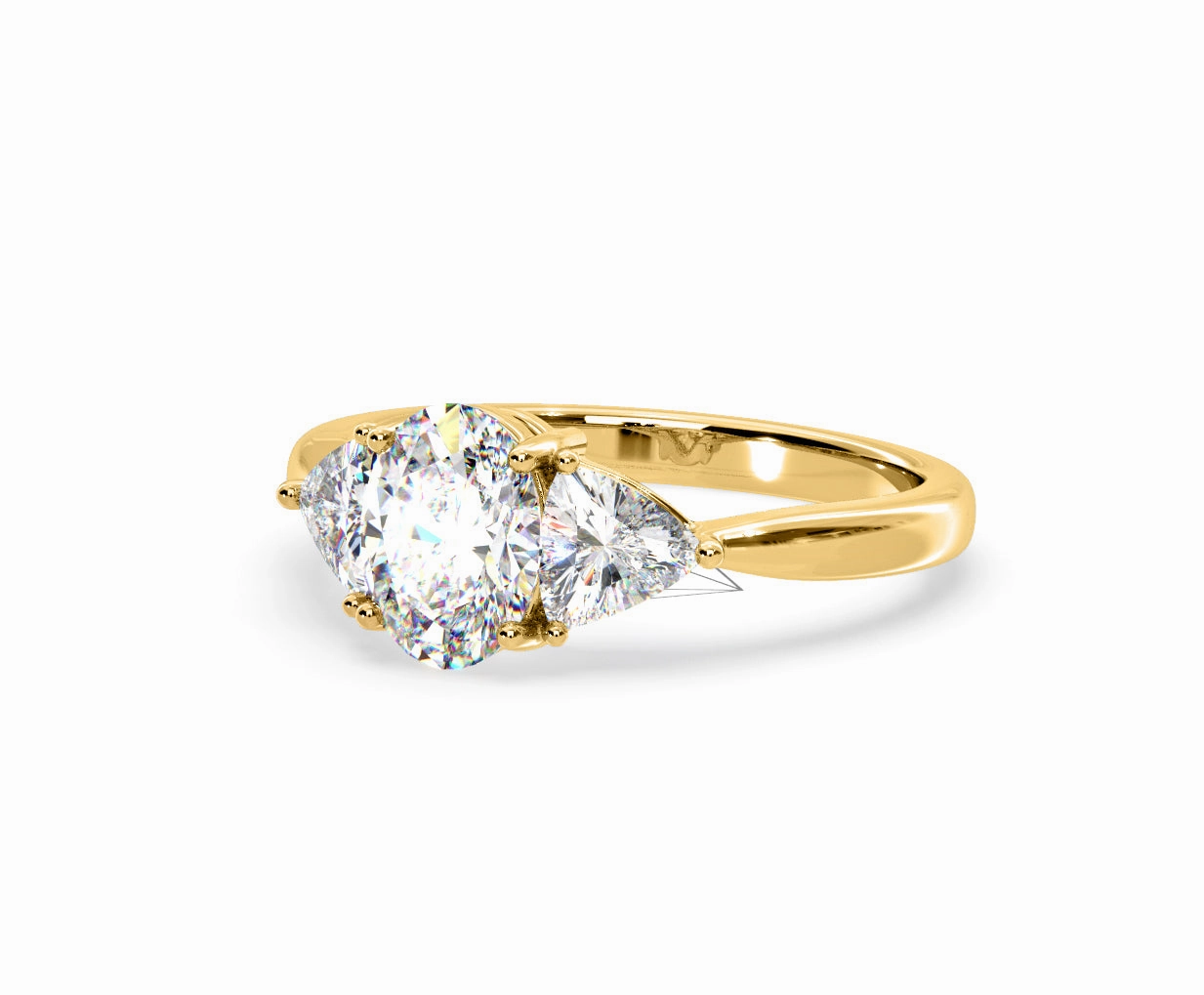Dalia Lab Diamond Oval with Trillions 1.70ct Ring in 18K Yellow Gold F/VS1