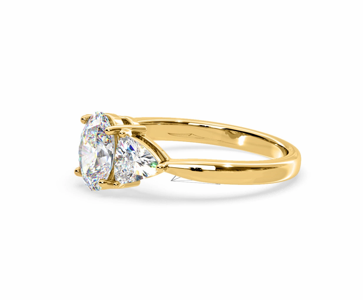 Dalia Lab Diamond Oval with Trillions 1.70ct Ring in 18K Yellow Gold F/VS1