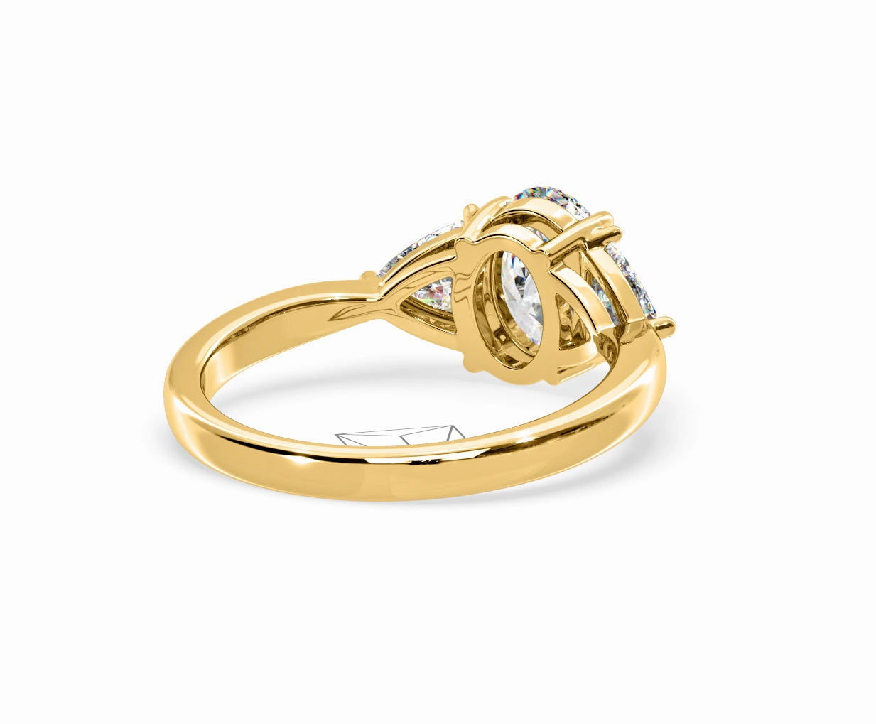 Dalia Lab Diamond Oval with Trillions 1.70ct Ring in 18K Yellow Gold F/VS1