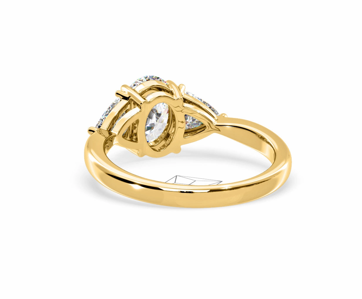 Dalia Lab Diamond Oval with Trillions 1.70ct Ring in 18K Yellow Gold F/VS1