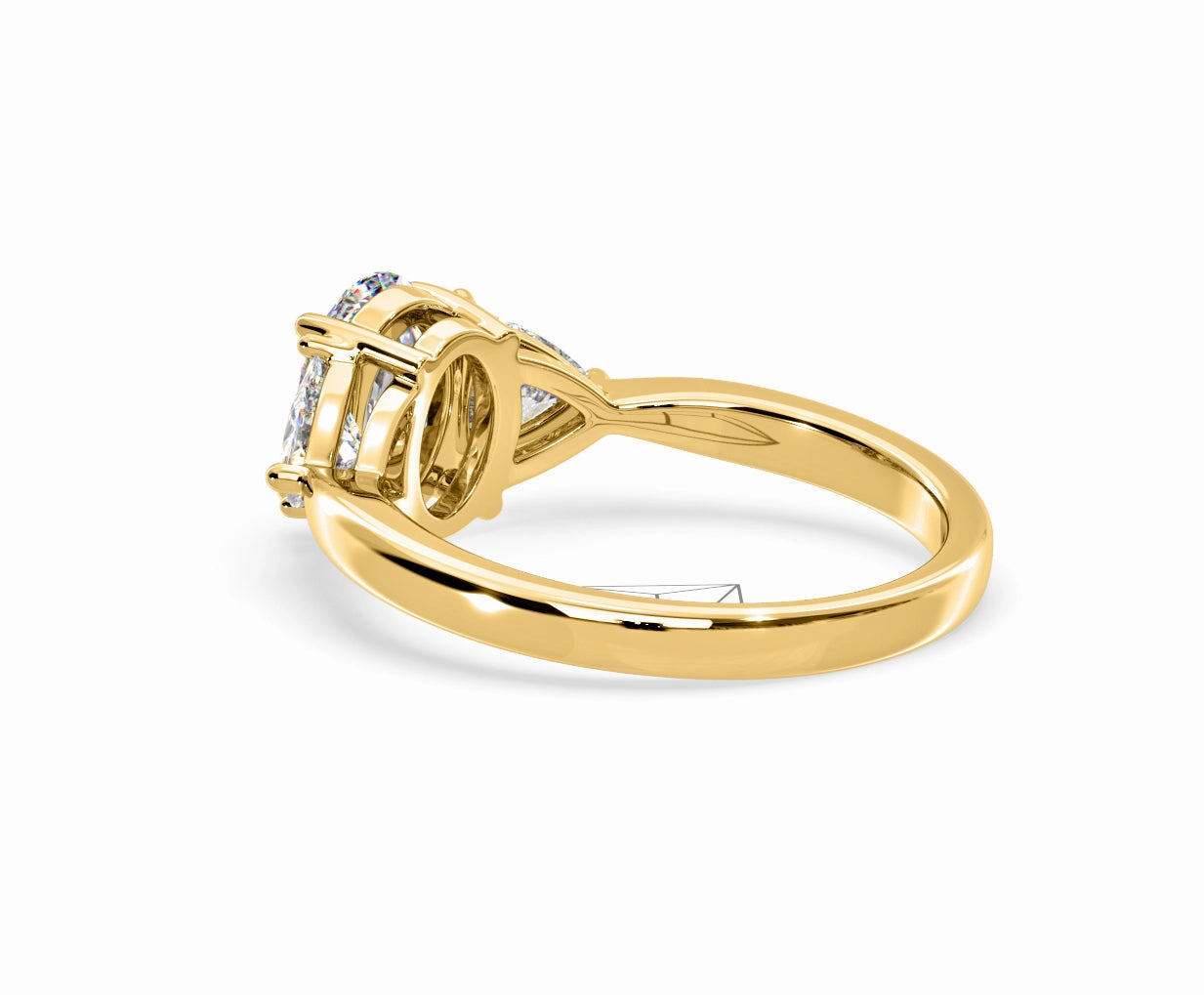 Dalia Lab Diamond Oval with Trillions 1.70ct Ring in 18K Yellow Gold F/VS1