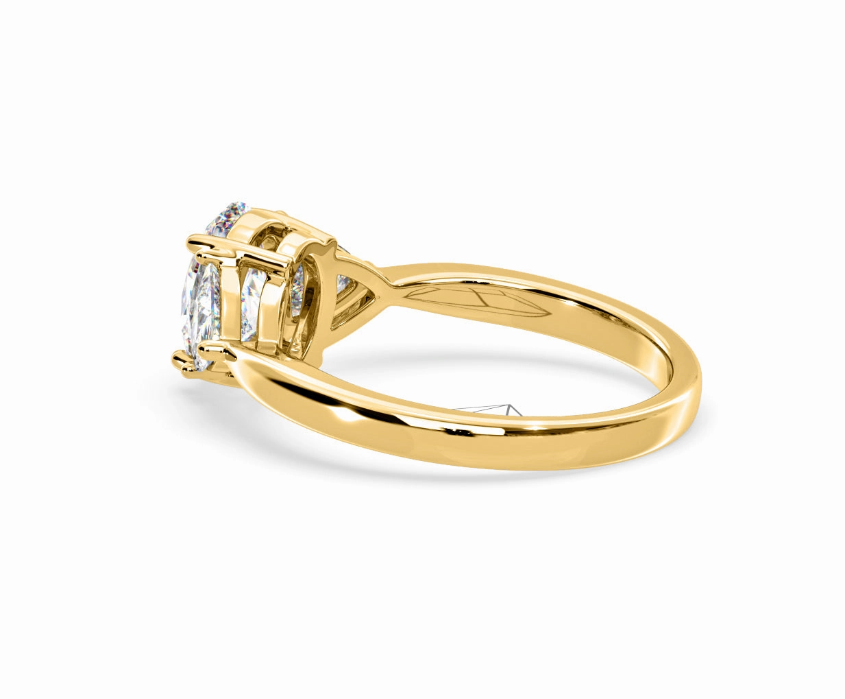Dalia Lab Diamond Oval with Trillions 1.70ct Ring in 18K Yellow Gold F/VS1