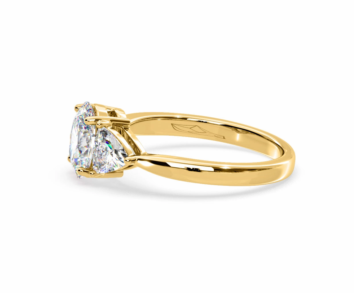 Dalia Lab Diamond Oval with Trillions 1.70ct Ring in 18K Yellow Gold F/VS1