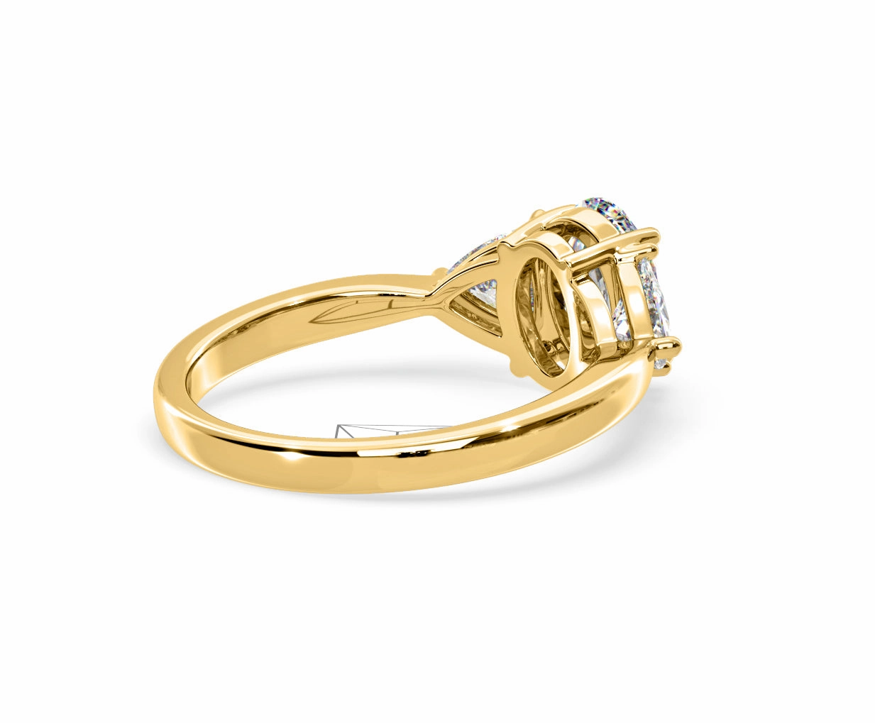 Dalia Lab Diamond Oval with Trillions 1.70ct Ring in 18K Yellow Gold F/VS1