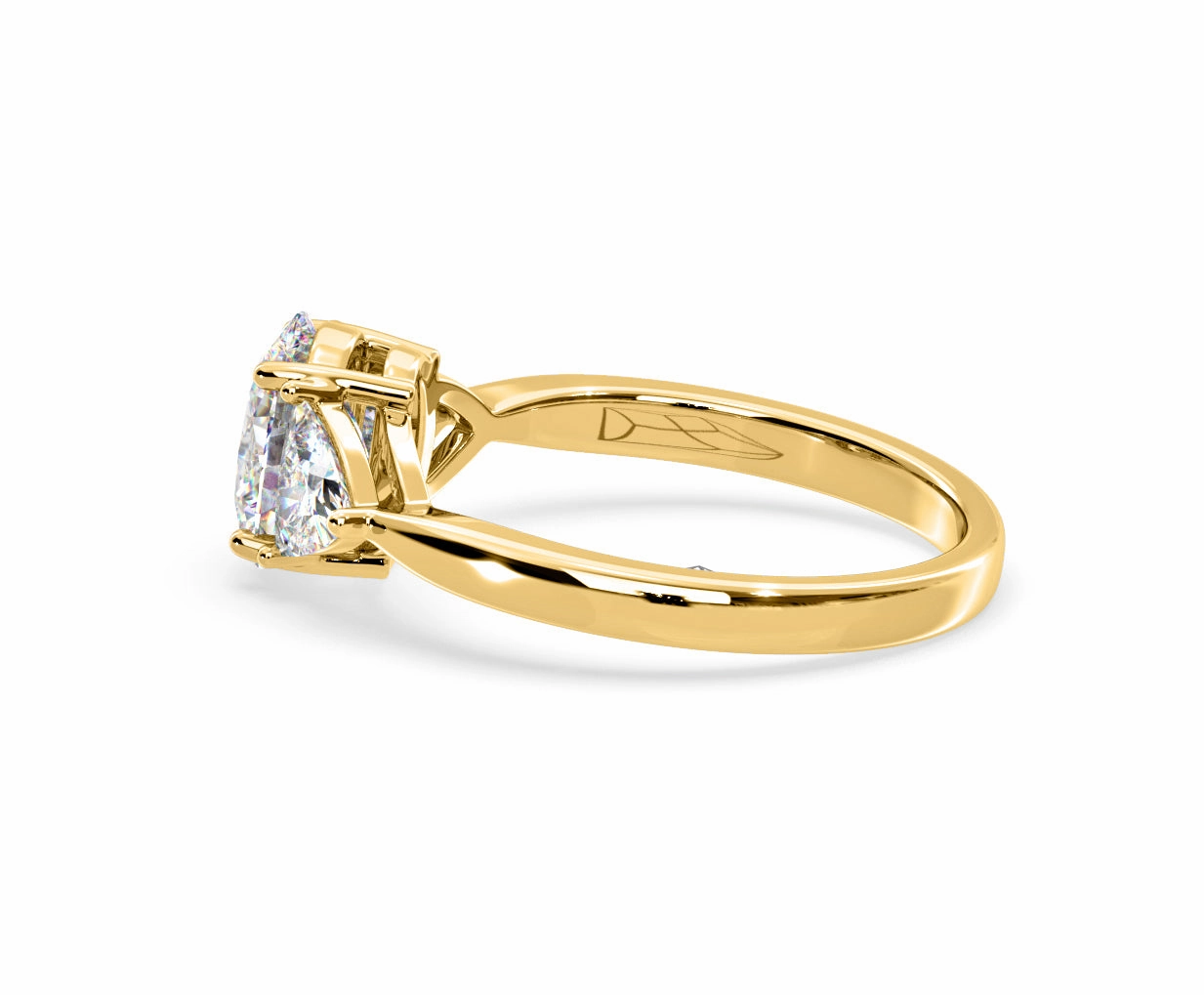 Dalia Lab Diamond Oval with Trillions 1.70ct Ring in 18K Yellow Gold F/VS1